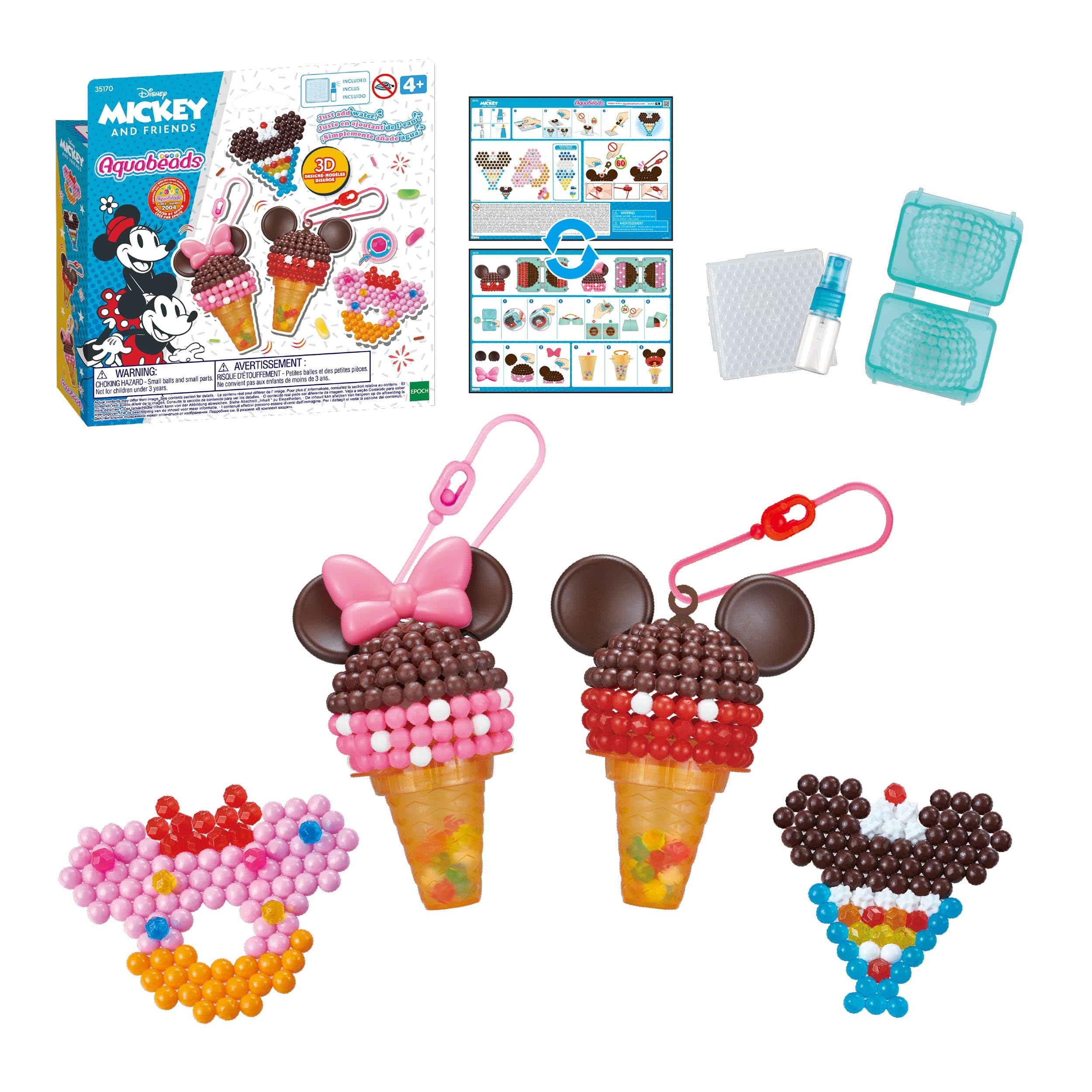 Aquabeads - Mickey & Minnie 3D Ice Cream Craft Kit 35170 - Arts & Crafts Bead Activity Toy