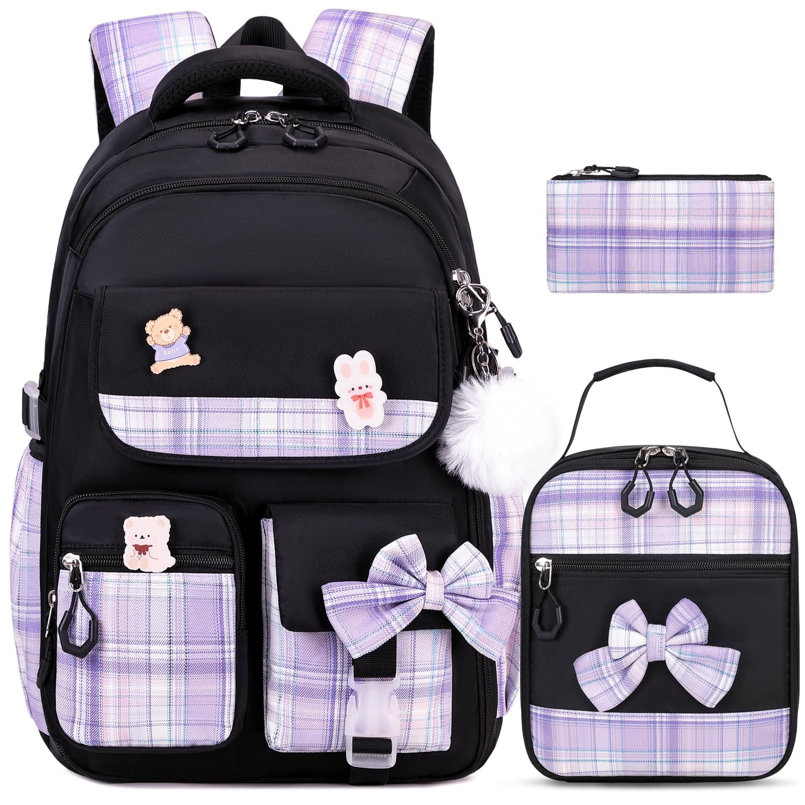 ACESAK Girls Backpack - 3PCS Backpack for Girls Cute School Backpacks for Kindergarten Elementary Preschool Middle Kids School Bags with Lunch Box