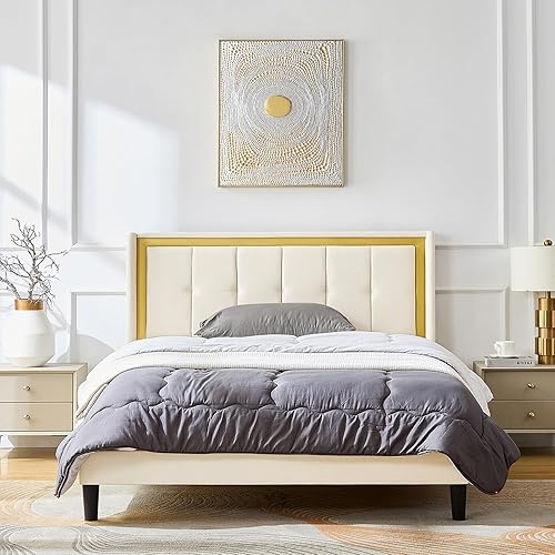 Miniatura 3 de Base de cama tapizada de tamaño Queen con cabecera de terciopelo moderna y soporte de listones de madera resistente, antideslizante, sin ruido,