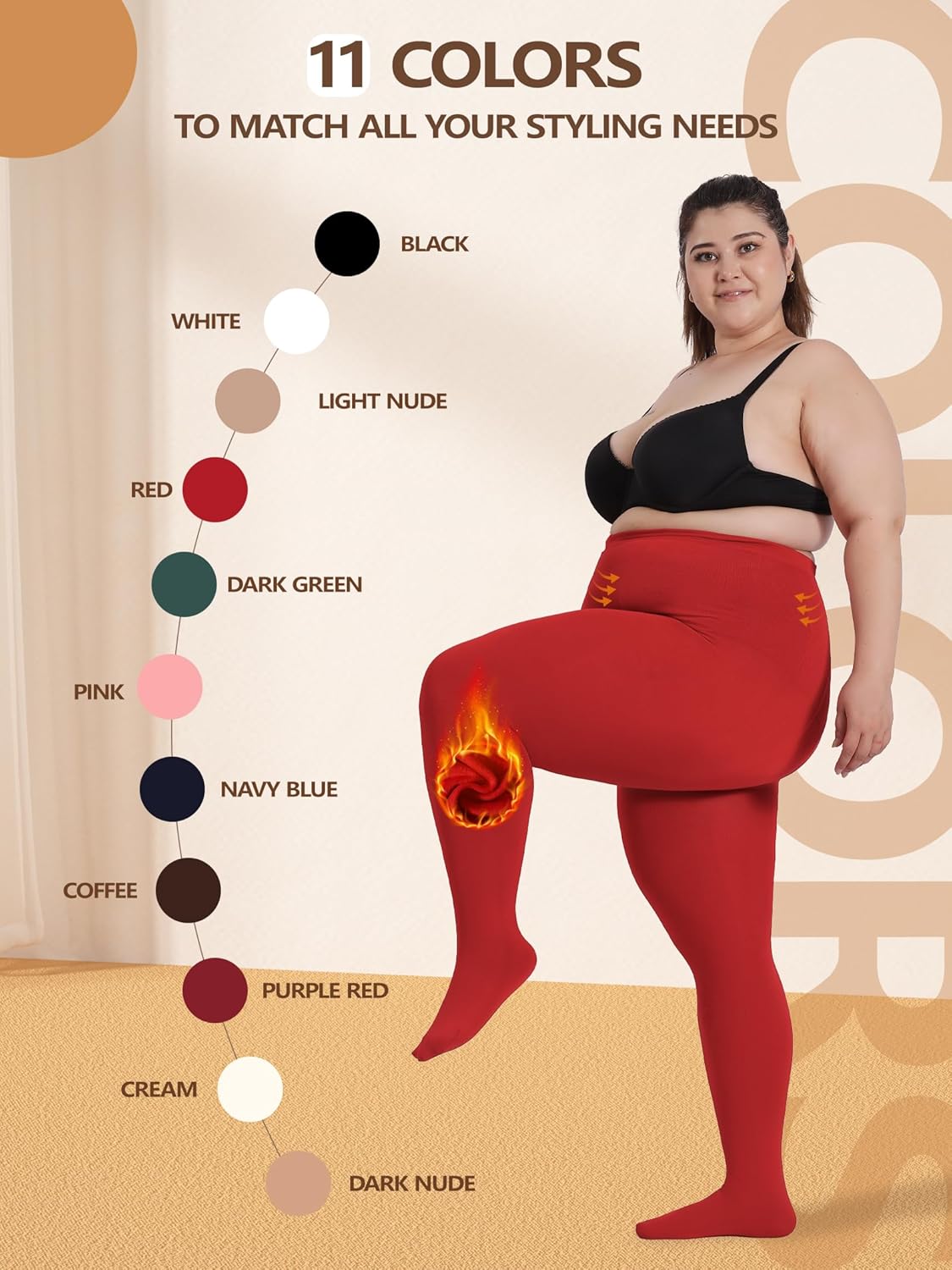 DORALLURE Plus Size Fleece Lined Tights Women, Opaque Winter Warm thermal Leggings Pantyhose - Image 6