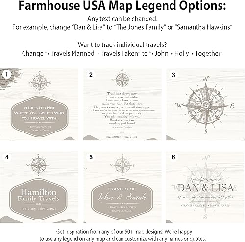 Miniatura 3 de HolyCowCanvas Personalized Farmhouse Push Pin USA Map on Canvas, United States Map with Pins to Mark Travel Tracker, Best Gift for People Who Travel