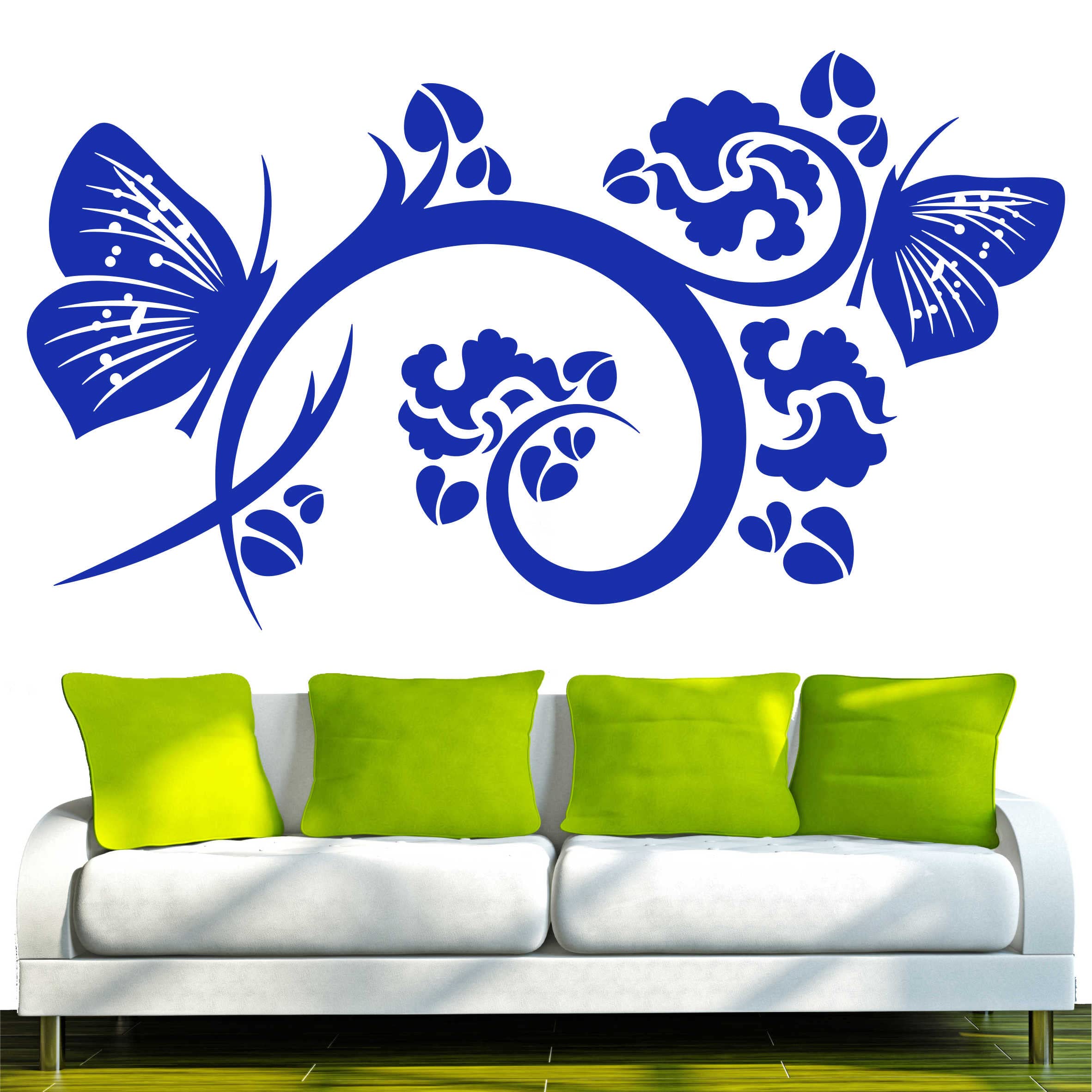 Adesivo Murale Farfalla Tribale | Decorazione Parete Fai Da Te Rimovibile | 80x66 Cm Blu