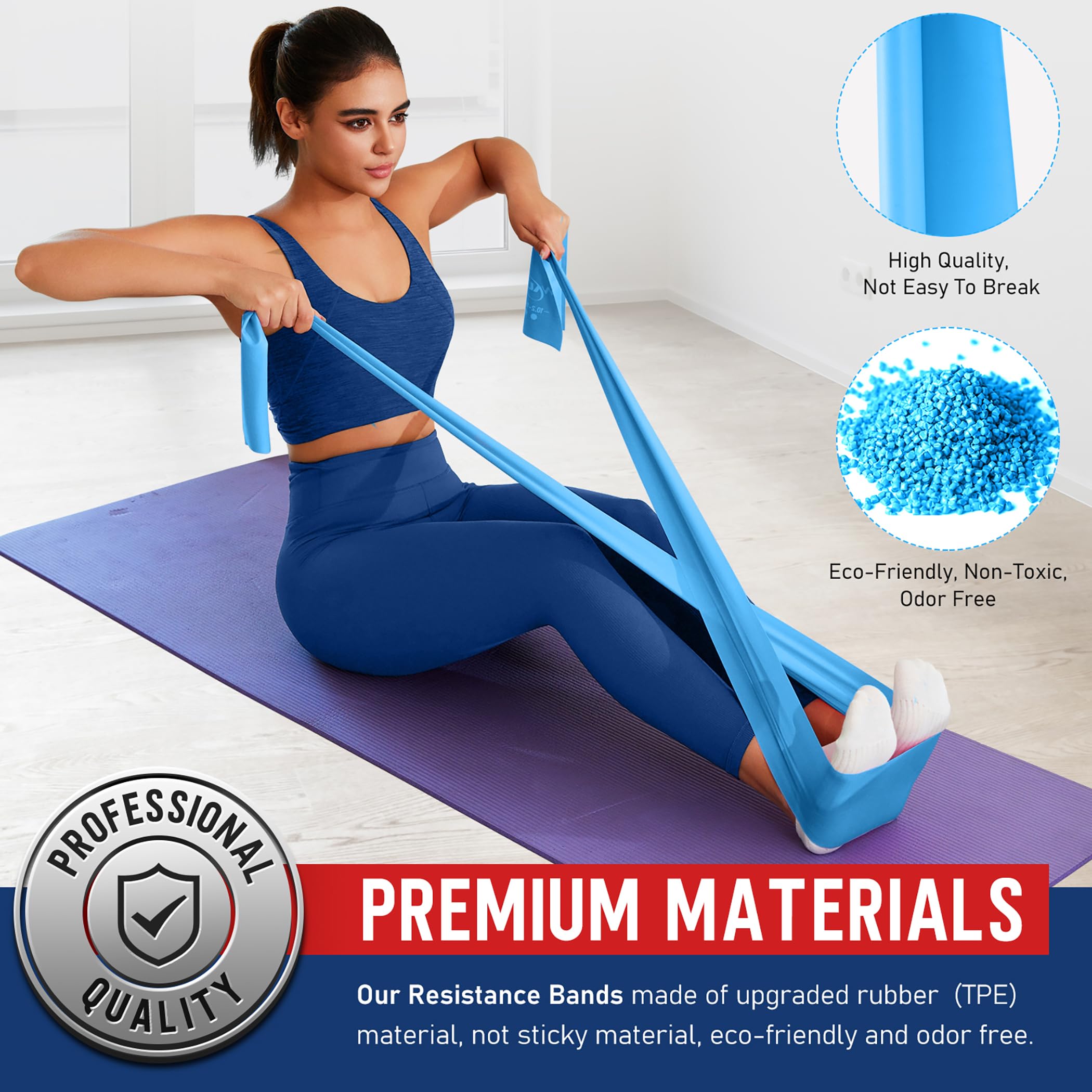 Bandas de resistencia para entrenamiento, bandas de ejercicio, banda de terapia física para ejercicio en casa, entrenamiento, entrenamiento de fuerza, yoga, pilates, rehabilitación, gimnasio, banda