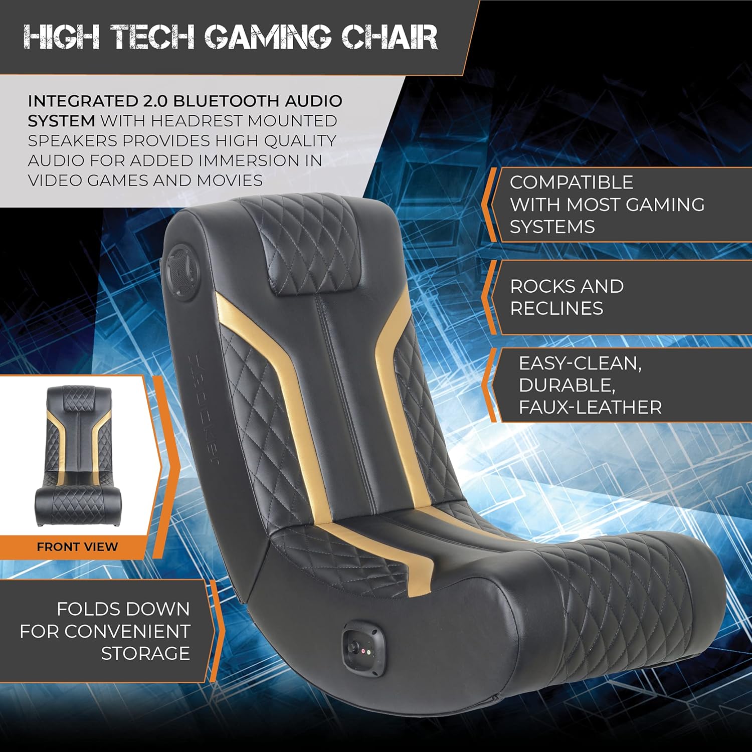 X Rocker Lux 2.0 Gaming Chair folded for storage