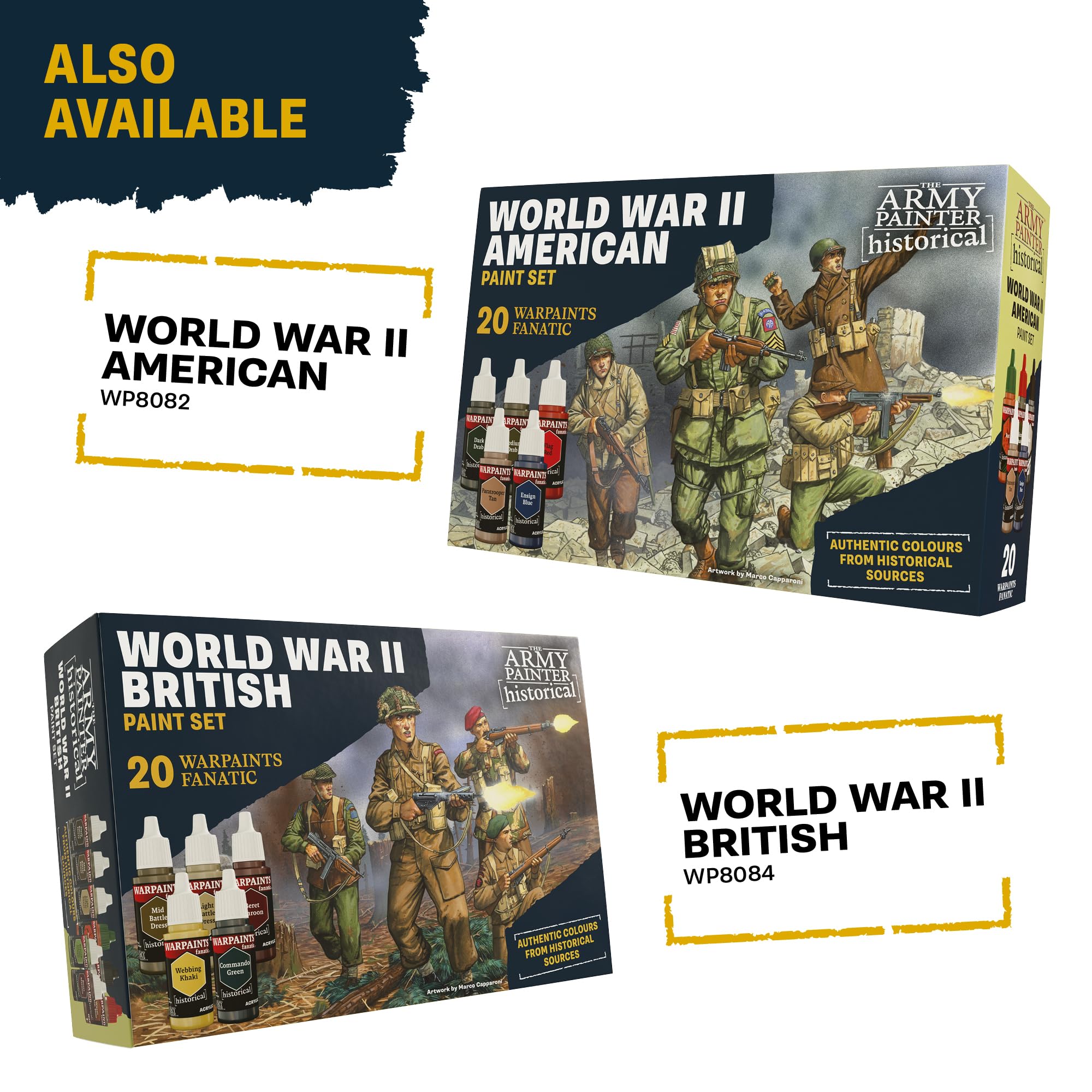 The Army Painter, Historical WWII German Paint Set Combo, 20 x 18 ml | 14 acrilici, 4 wash, 1 effetto, 1 metallico e 1 pennello Dipit, per ricreare il Blitzkrieg