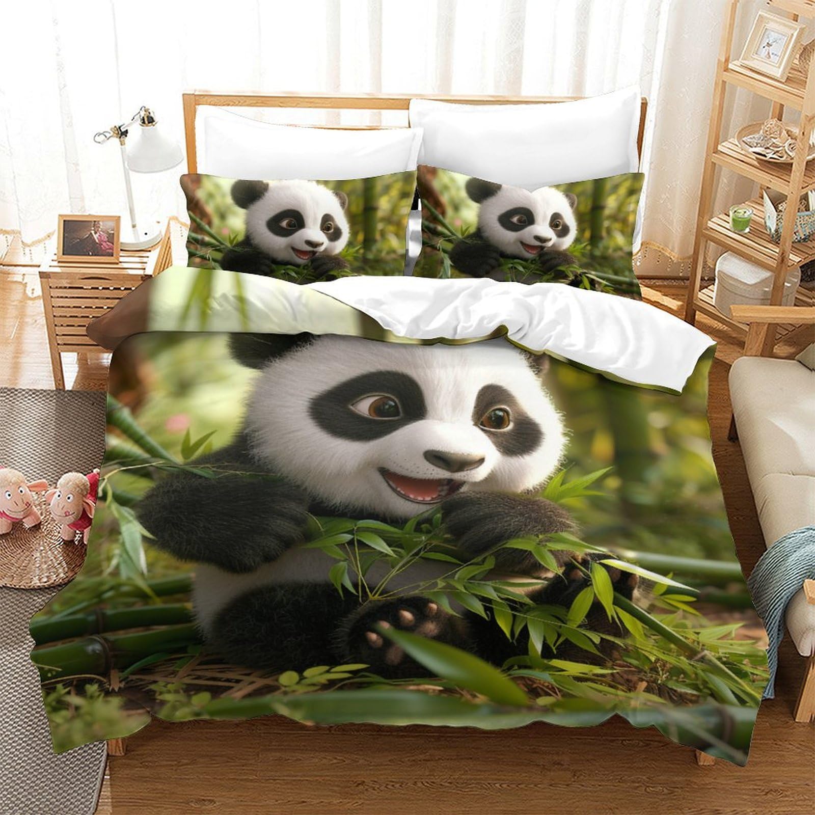 Ensemble de literie panda géant pour lit double cosy et moderne