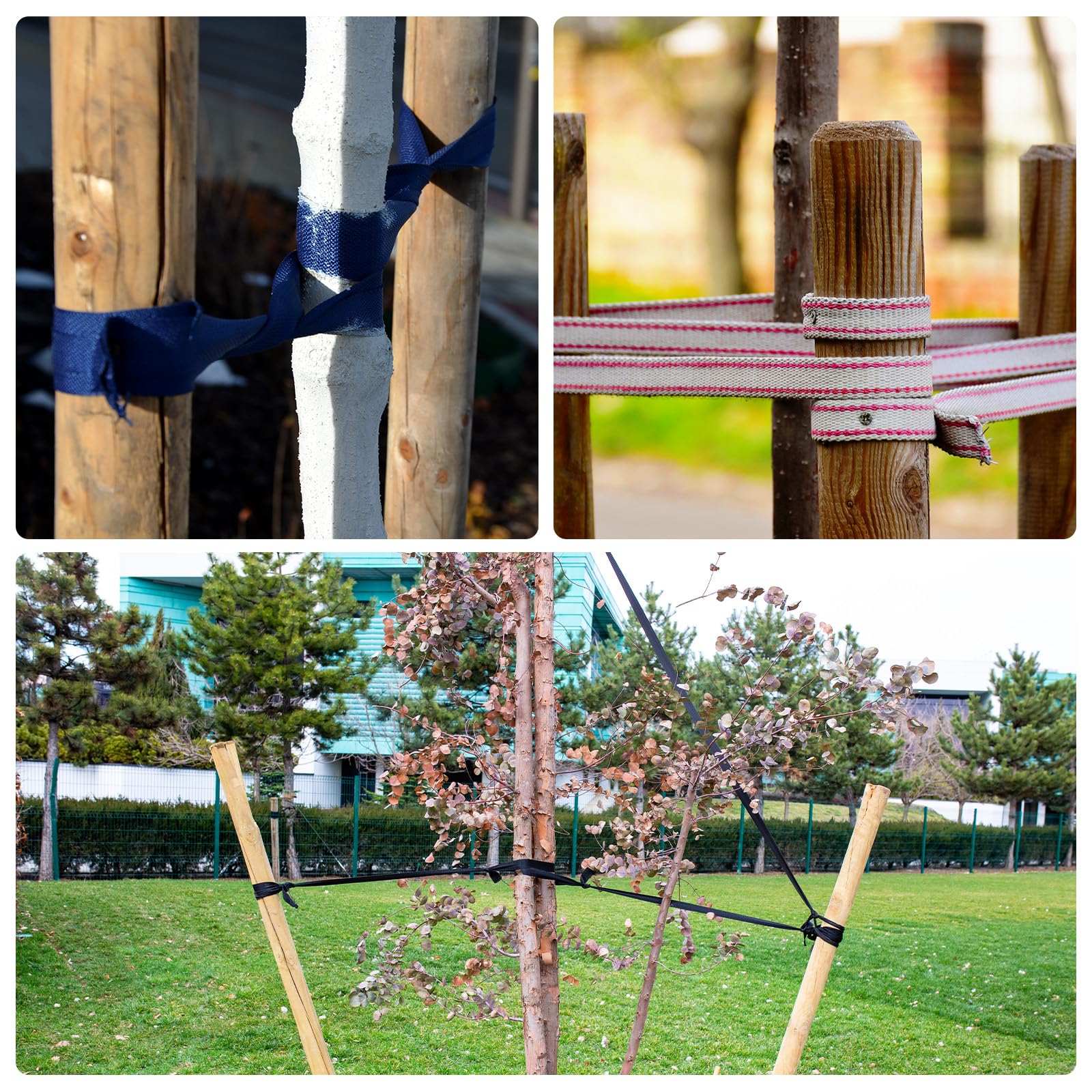 M METERXITY Baum-Bindungsband-4 Rollen 180 m x 2,5 cm Garten-Bindungsbänder, Pflanzenstützen Baum-Bindung, Baumstütz-Bänder für den Einsatz im Freien/Garten/Pflanzen/Bindung (Armee-Grün)