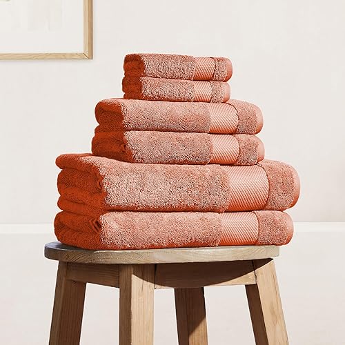 BIOWEAVES 100% Algodón Orgánico 700 GSM Suave Juego de Toallas Premium de 6 Piezas Certificado GOTS, 2 Toallas de Baño, 2 Toallas de Mano y 2 Paños