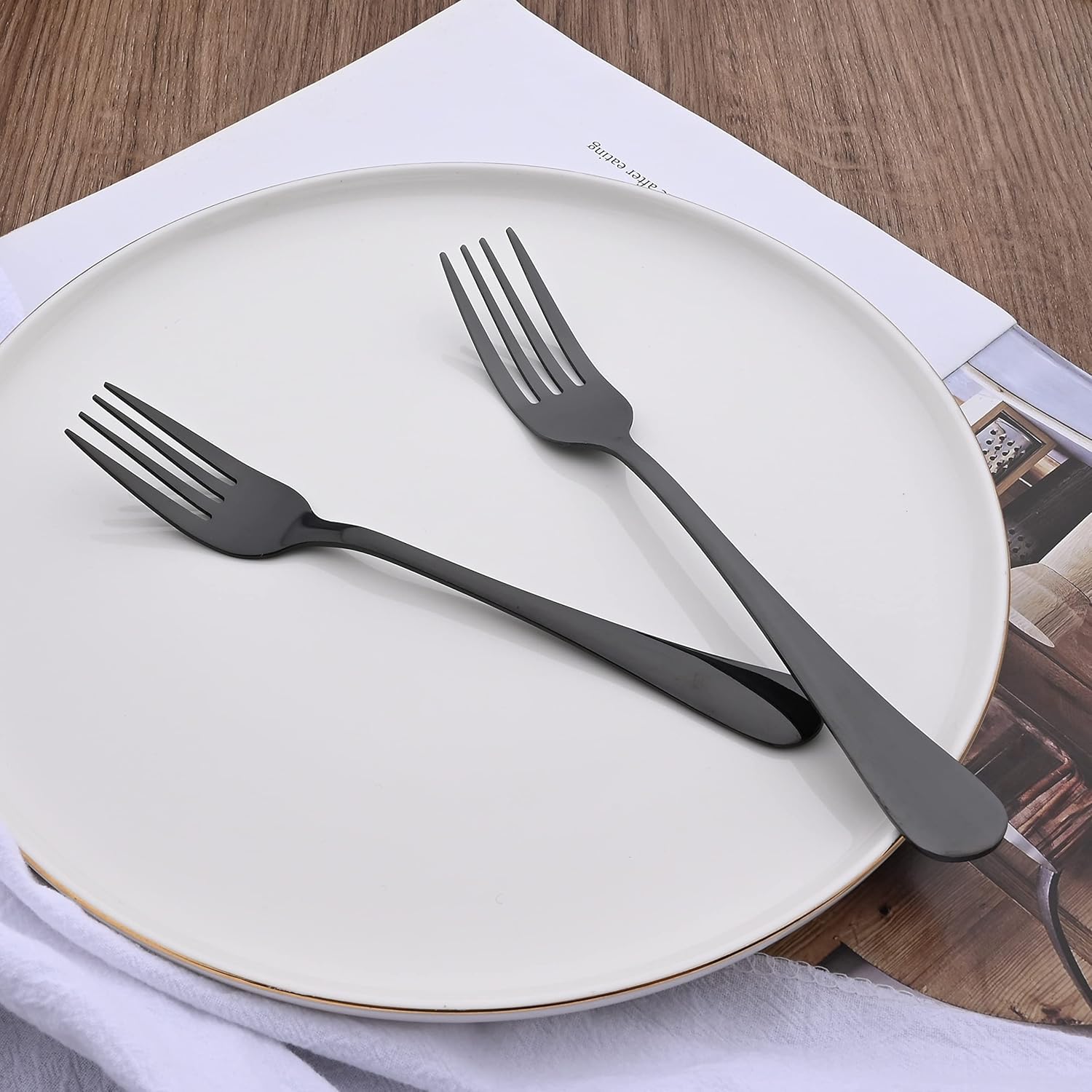 20-Piece Flatware Set with Steak Knives, Black Stainless Steel Silverware Set for 4, Modern Sleek Cutlery Utensil Set, Include Knife/Fork/Spoon&Salad Fork/Coffee Spoon, Dishwasher Safe
