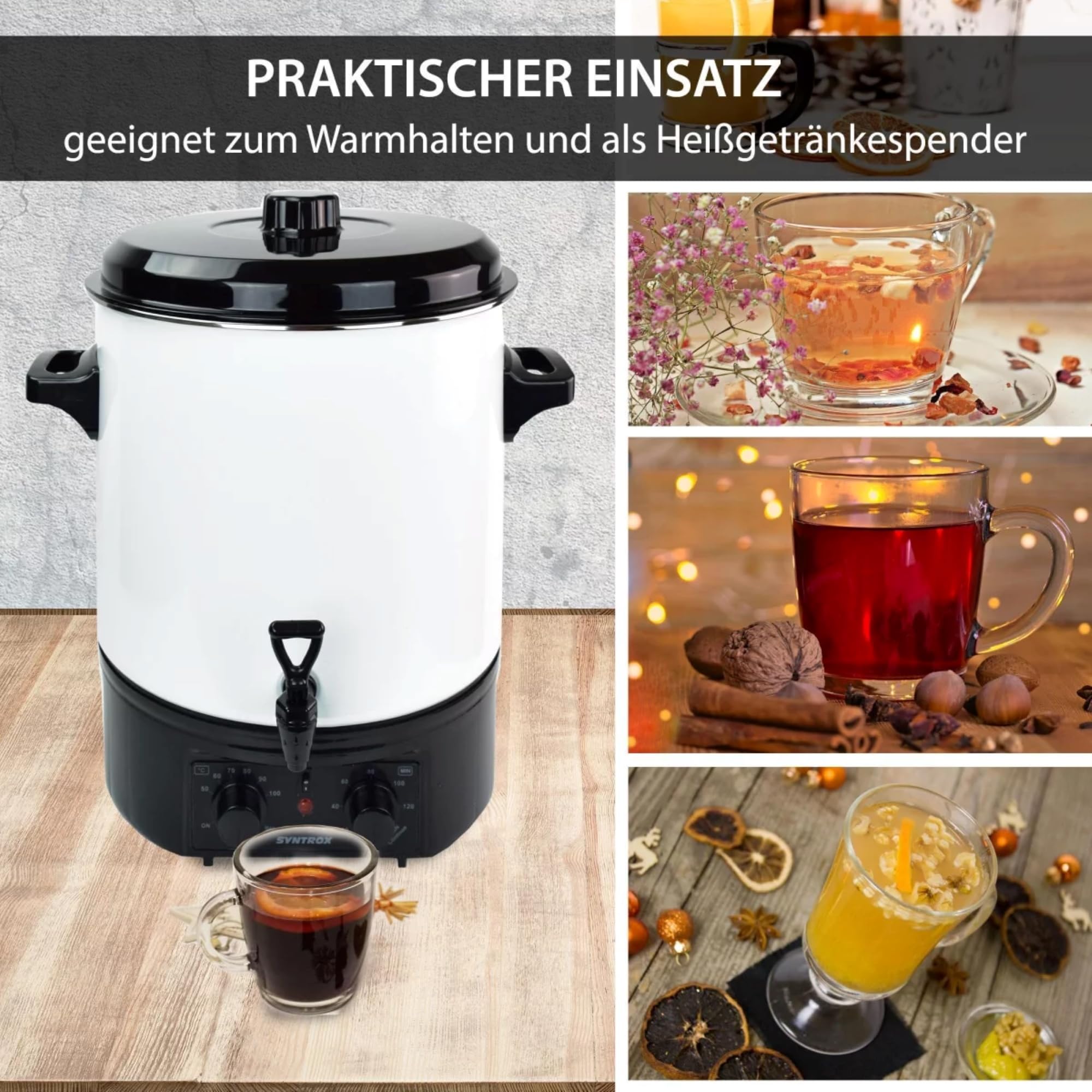 Syntrox Germany Einkochautomat 27 Liter 1800 Watt Glühweinkocher mit Zapfhahn