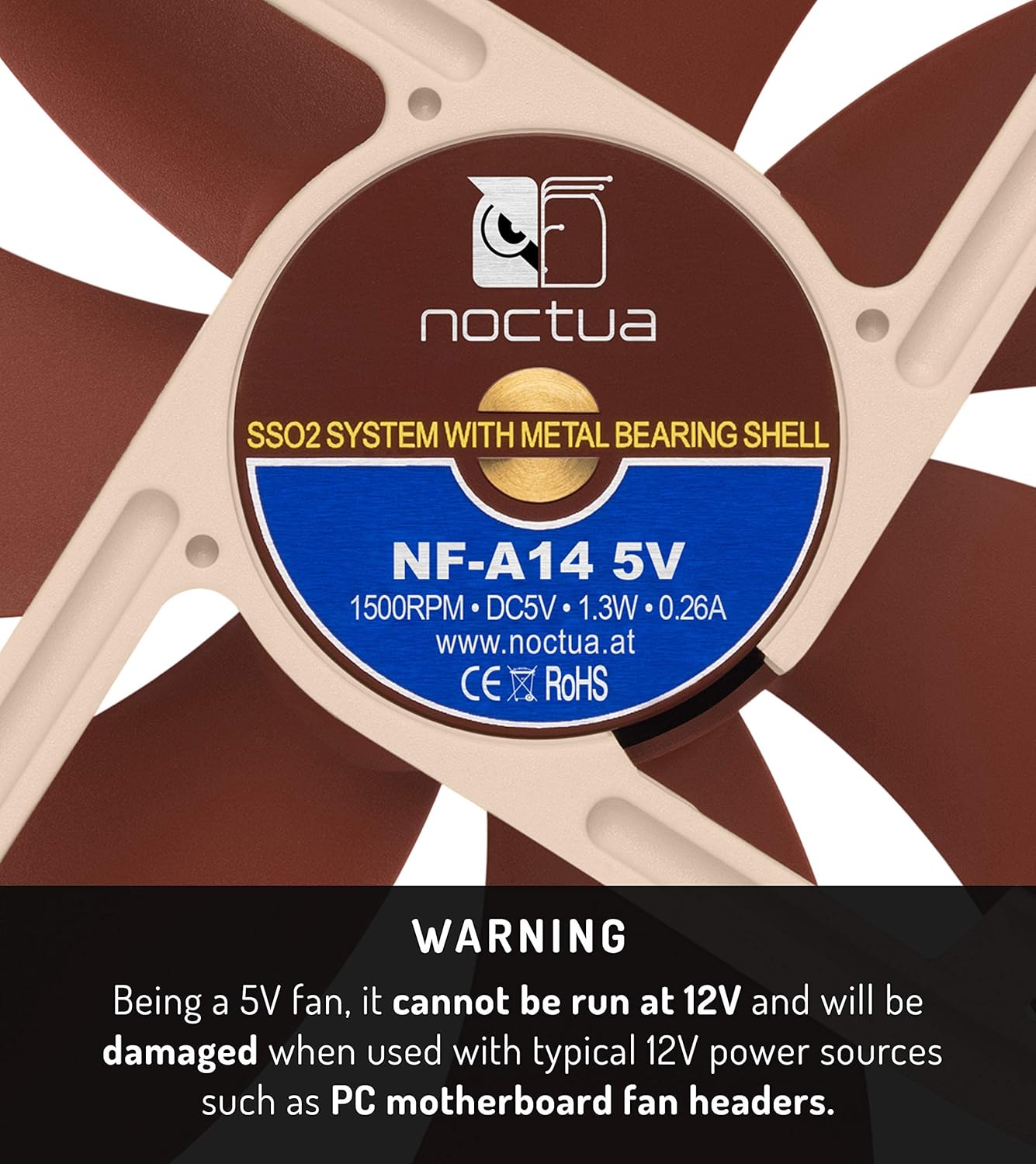 Black Friday - 80% OFF Noctua NF-A14 5V, Premium Quiet Fan with USB Power Adaptor Cable, 3-Pin, 5V Version (140mm, Brown)