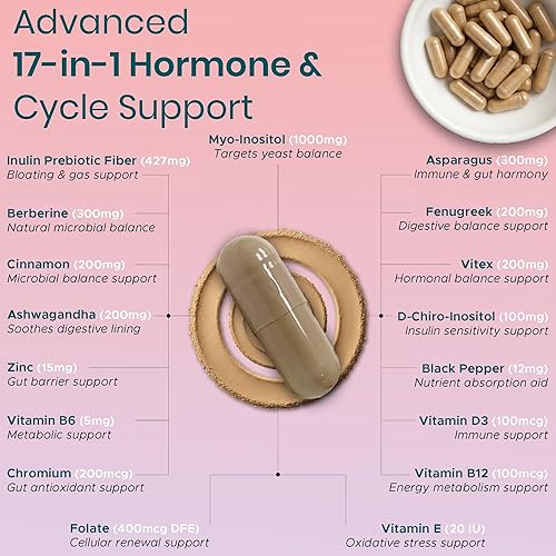 Miniatura 6 de OvaHarmony Balance+ 2960 mg - 17 en 1 PCOD/PCOS a base de hierbas y apoyo del ciclo menstural Fórmula femenina de bienestar diario Probado