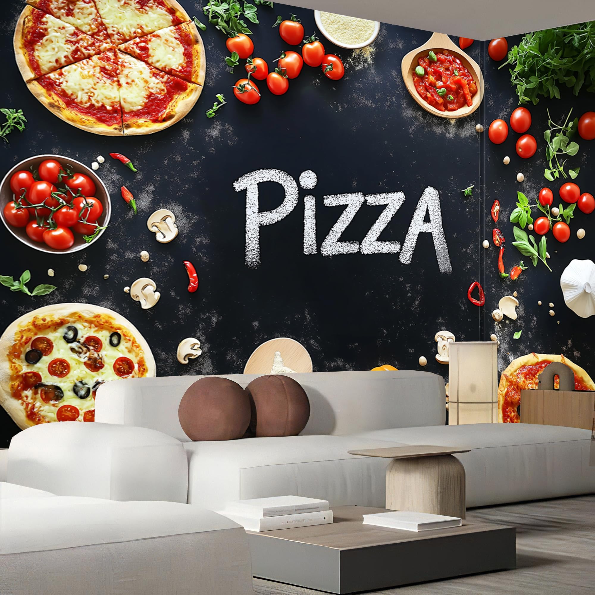 3D Carta Da Parati Fotografica Pizzeria Buon Cibo, Negozio Di Pizza Design Carta per Pareti Soggiorno Camera Da Letto Sala Fotomurali In Seta Tessuto per Camera Letto 450×315 cm