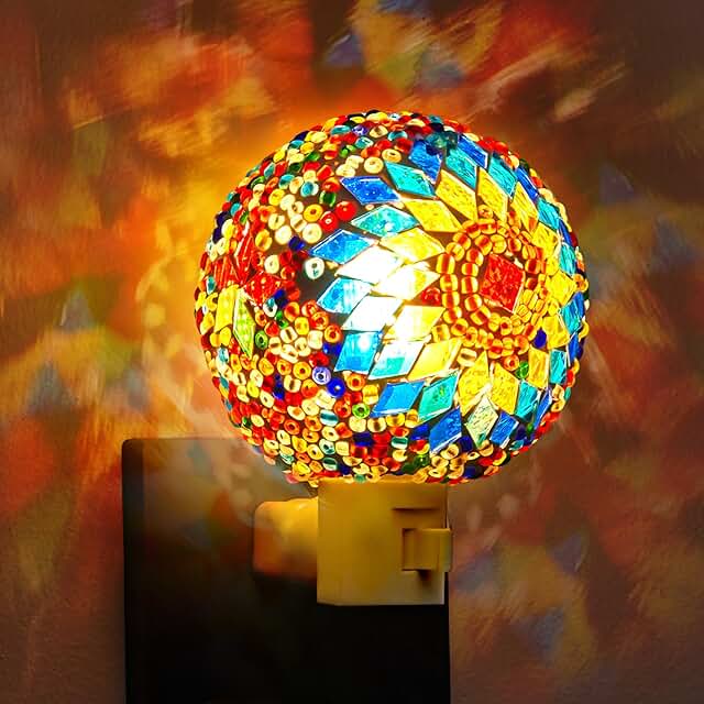 Hortsun Turkish Lamp Stained Glass Night Lights Moroccan Lamp Plug into ...