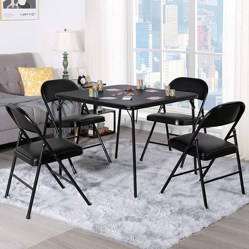 KAIHAOWIN Square Folding Table Vinyl Upholstery Card Table
