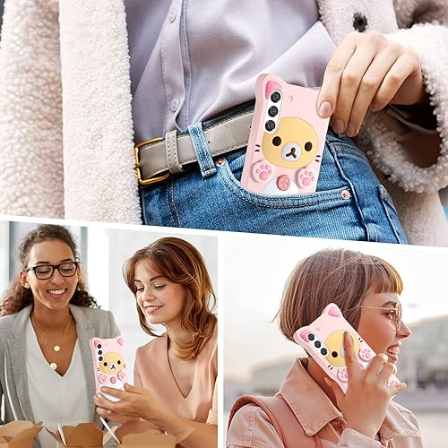 Miniatura 6 de STSNano Funda Kawaii para Galaxy S22 3D con diseño de oso de dibujos animados, a la moda, divertida, divertida, suave, TPU para Samsung Galaxy S22