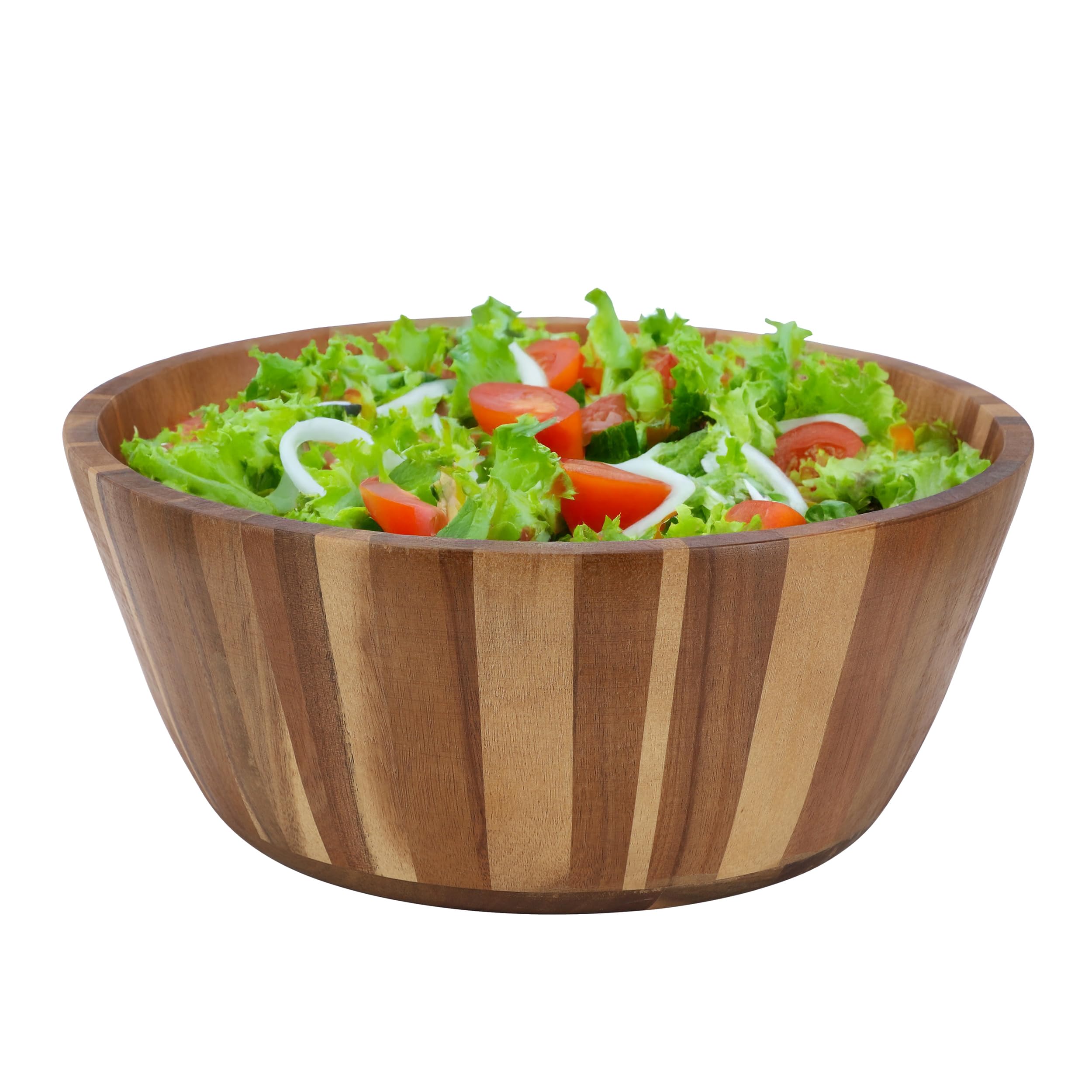 Elama Konische Salatschüssel aus Akazienholz, große rustikale Servierschale aus Holz, umweltfreundliche Akazienholzschüssel, 34 x 14 cm, konisch zulaufend, 35 x 14 cm