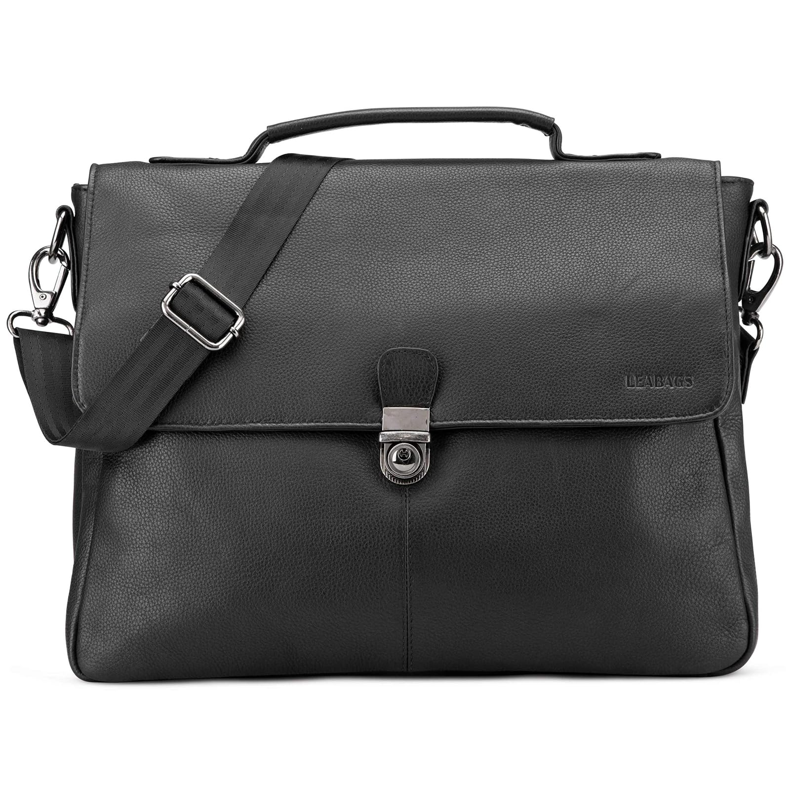 LEABAGS Leder Umhängetasche Herren Aktentasche Vintage Laptoptasche Messenger Bag für 15 Zoll Laptop, Umhängetasche mit Schultergurt, Notebooktasche Leder，Arbeitstasche,Schultertasche