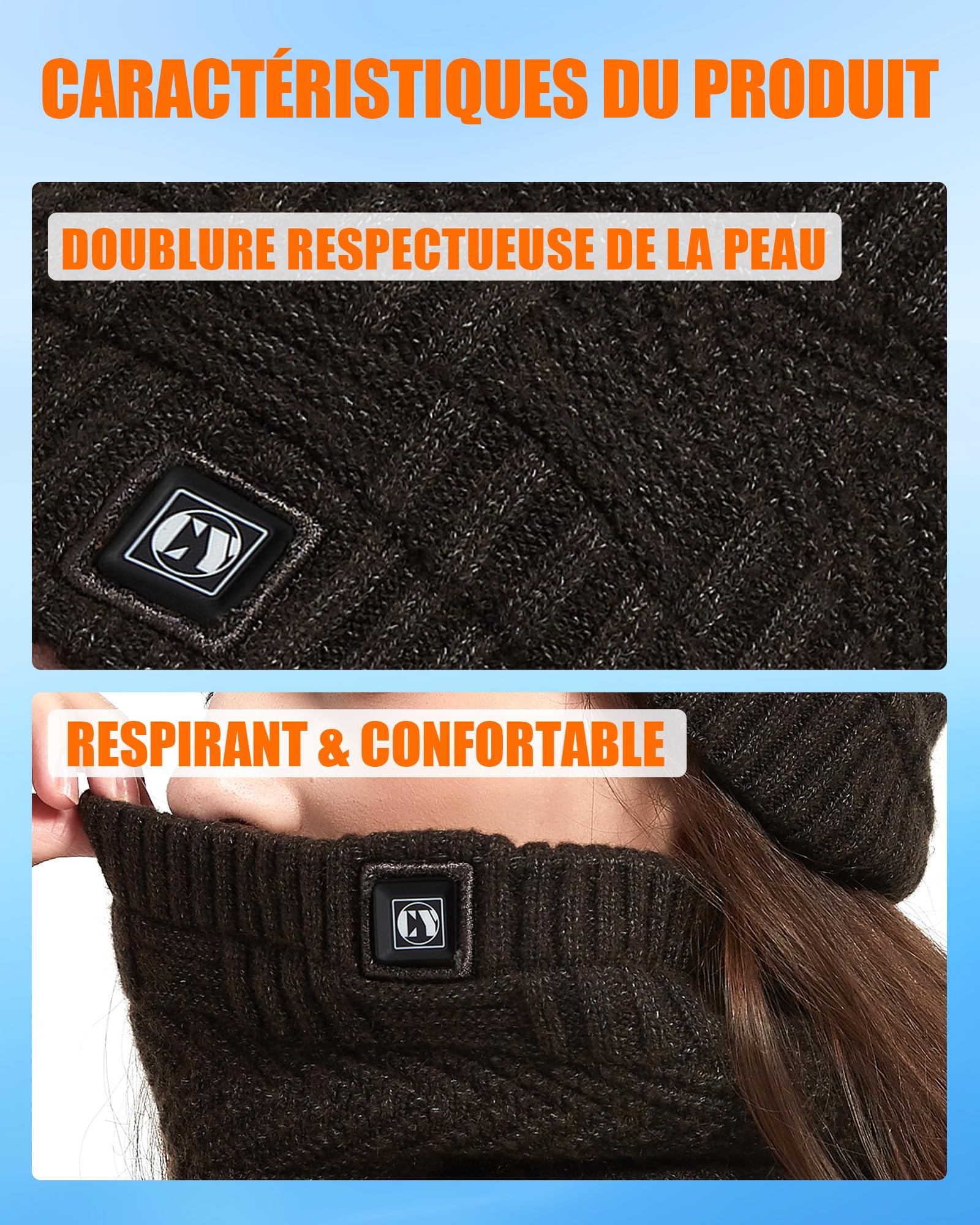 Écharpe Chauffante avec Batterie 4000mAh - Écharpe Électrique pour Hommes & Femmes, 3 Niveaux de Chauffage, Idéal pour Hiver, Ski, Randonnée et Activités Extérieures (Tour de cou chauffant + 4000mAh)