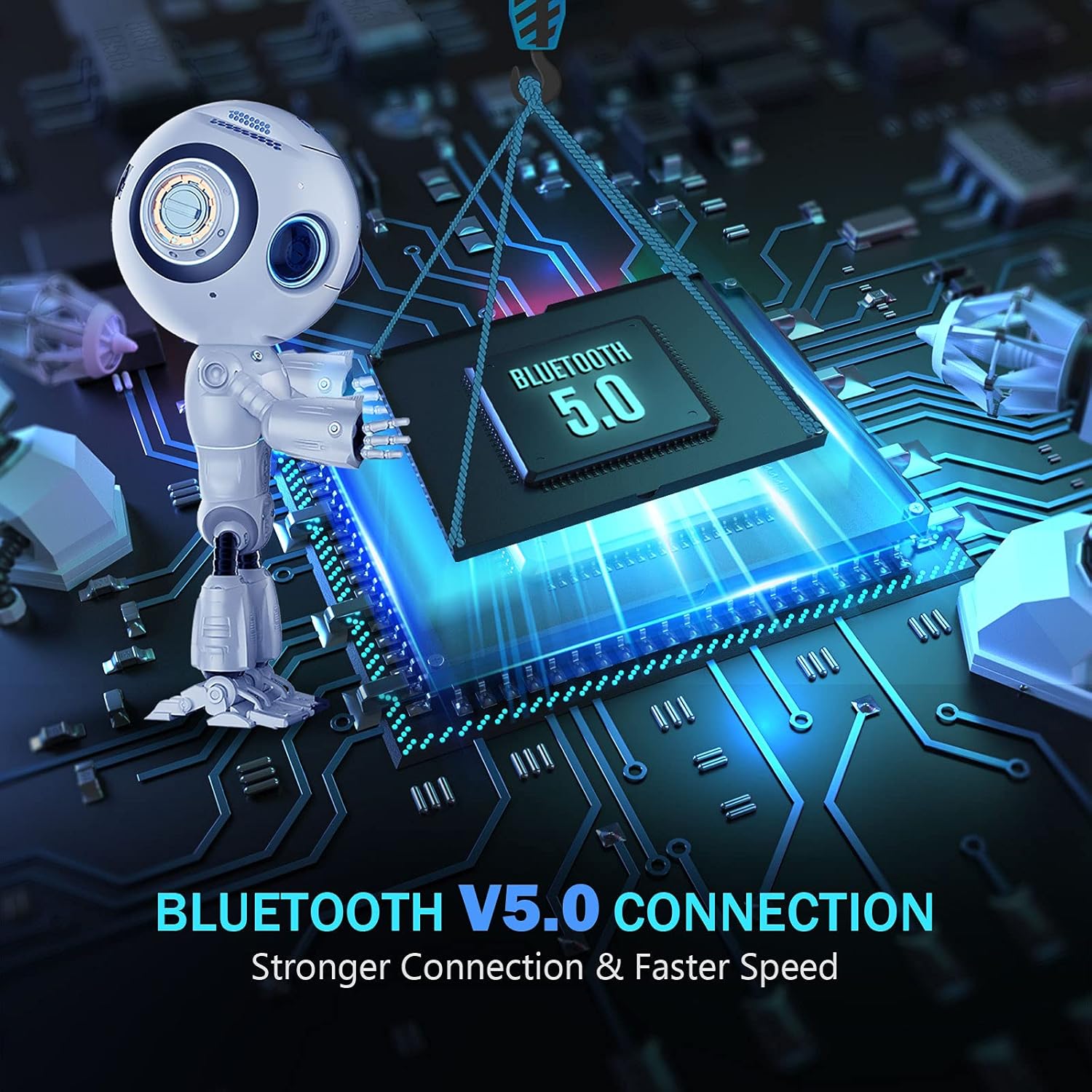 Virfine Bluetooth FM Transmitter Car, V5.0 Bluetooth Car Adapter, Bluetooth Radio Car, MP3 Player QC3.0 Quick Charge, Hands Free Calling, 2 Playing Modes, Blue led Display, Black, Medium (BH347) : Electronics