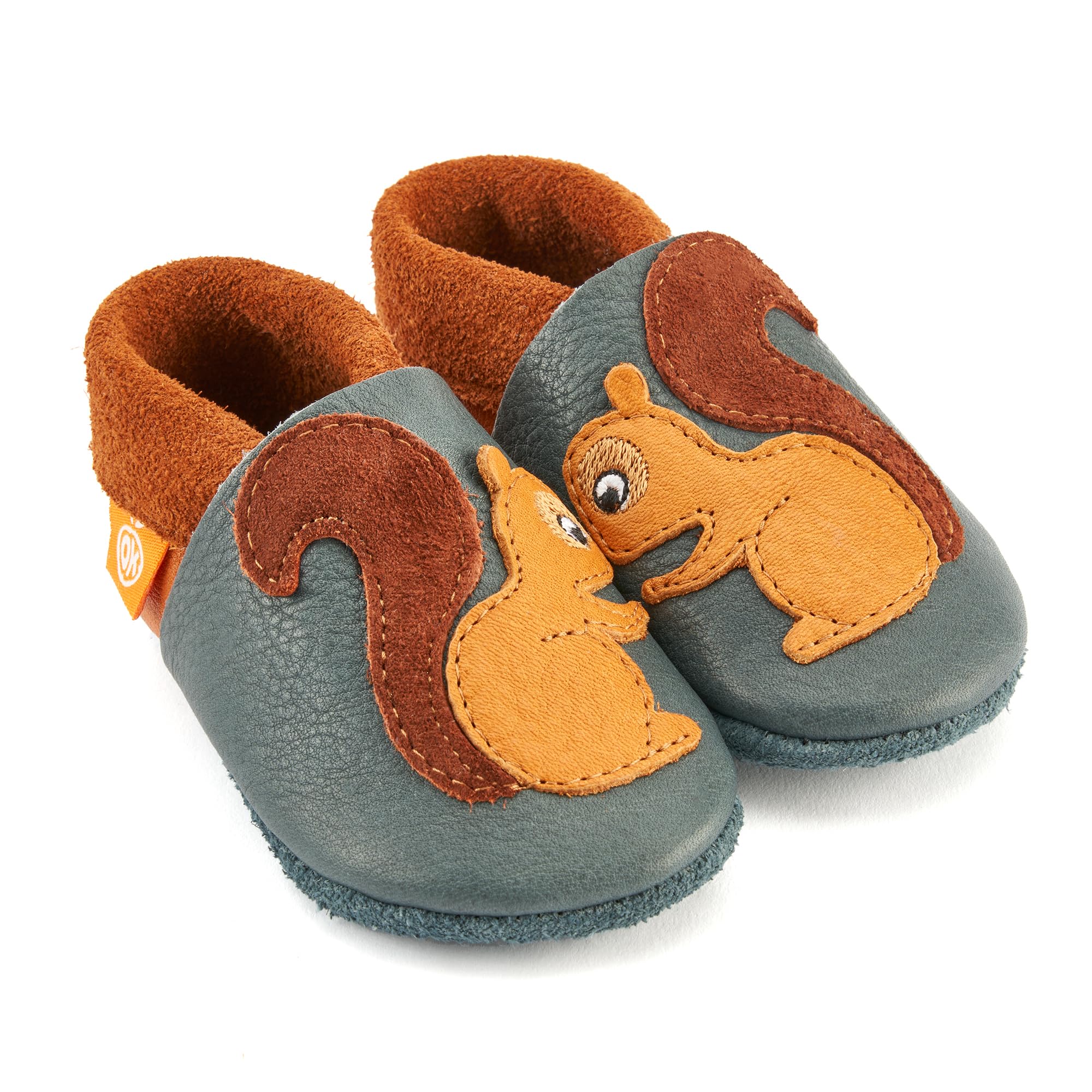 Bio-Leder Kinder-Hausschuhe – Softsohle Krabbelschuhe & Lauflernschuhe mit Tiermotiven, Öko-Lederpuschen Handmade in Germany für Babys & Kinder