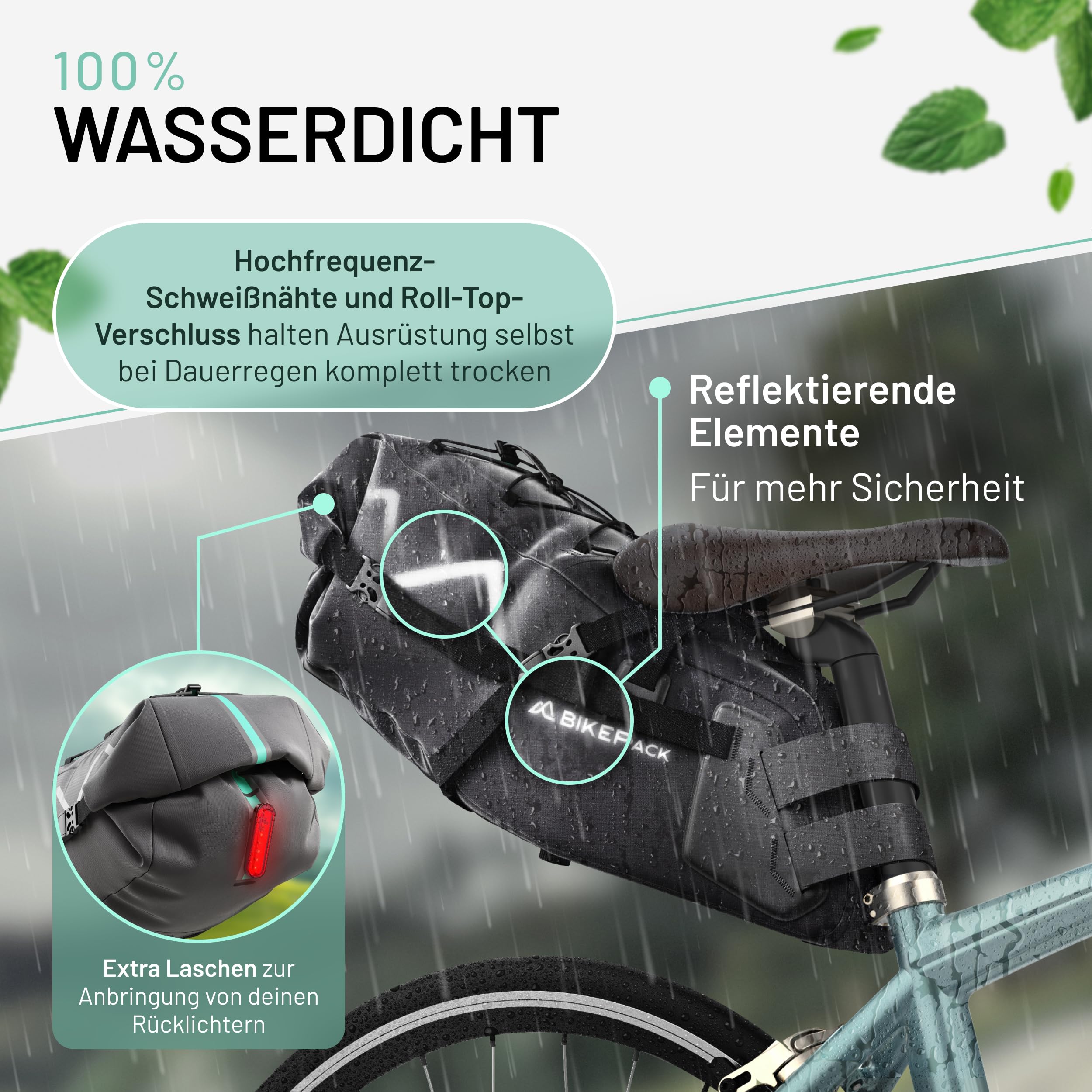 BIKEPACK Adventure Bundle – Lenkertasche und Satteltaschen für Fahrrad - Bikepacking Taschen - Gravelbike Zubehör - 100% wasserdicht - insgesamt 25 Liter Stauraum
