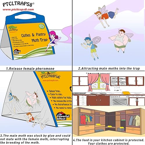 Miniatura 4 de Trampas para polilla para ropa y despensa con feromona atrayente, segura, no tóxica sin insecticidas
