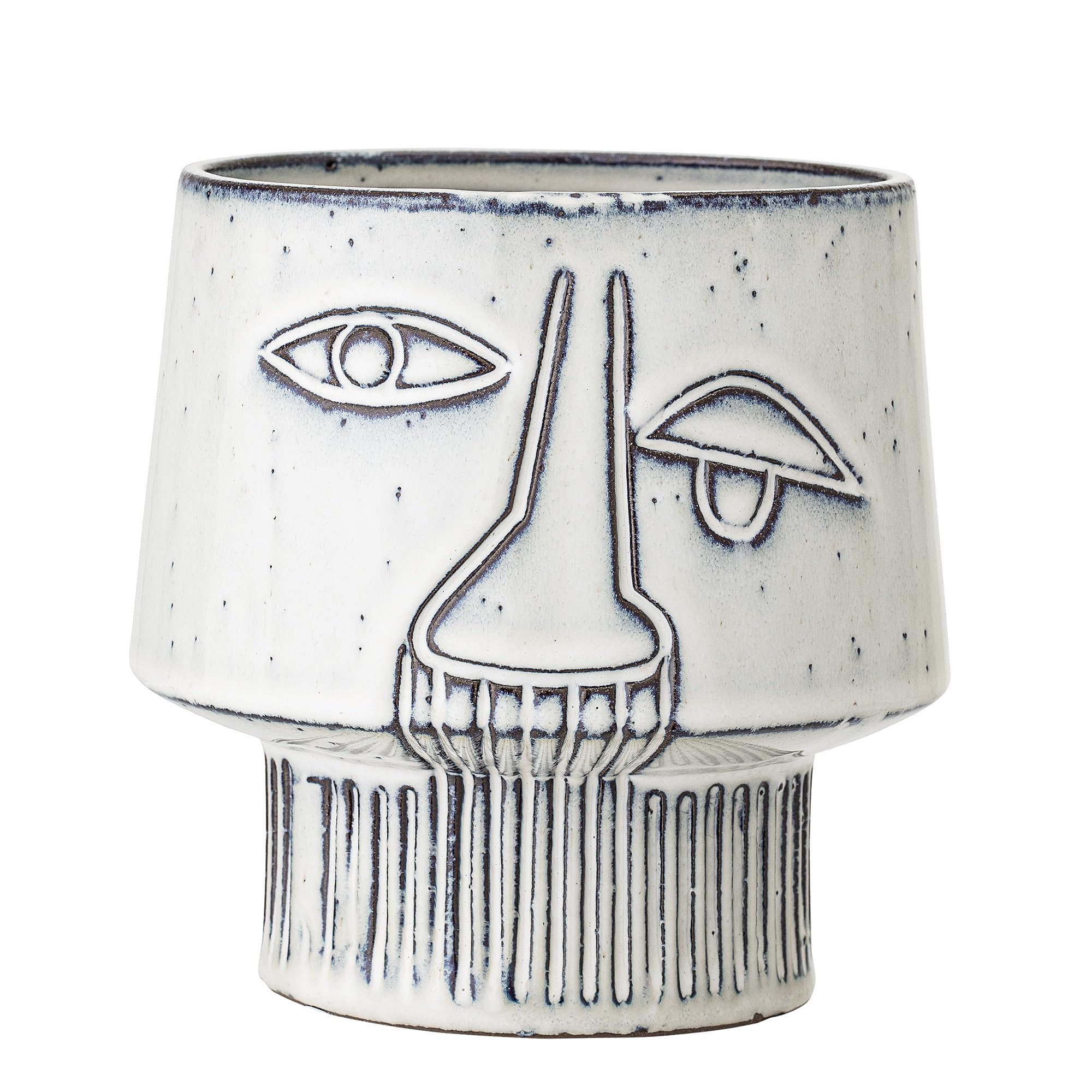 Bloomingville White Grey Ceramic Plant Pot