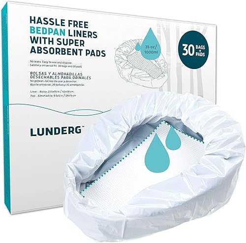 Lunderg Forros de cama con almohadillas superabsorbentes, paquete económico de 30 unidades, grado médico y ajuste universal, sartenes de cama para