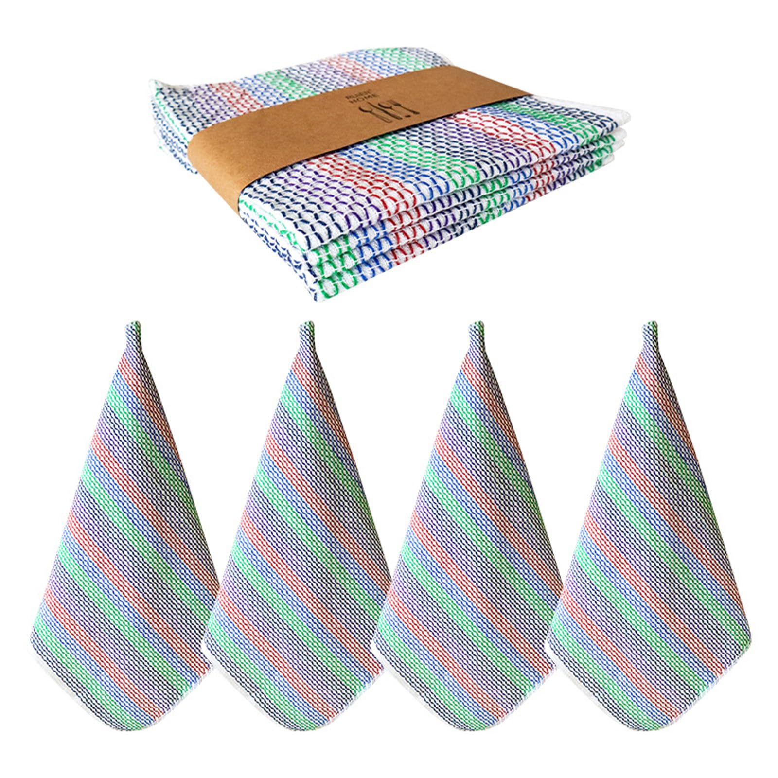 Xjdzineq 4Pcs Soft Absorbent Cotton Kitchens Towels Quick Drying Dishwashing Cloths Cleaning Rag for Glassware Surfaces Cotton Cleaning Rag