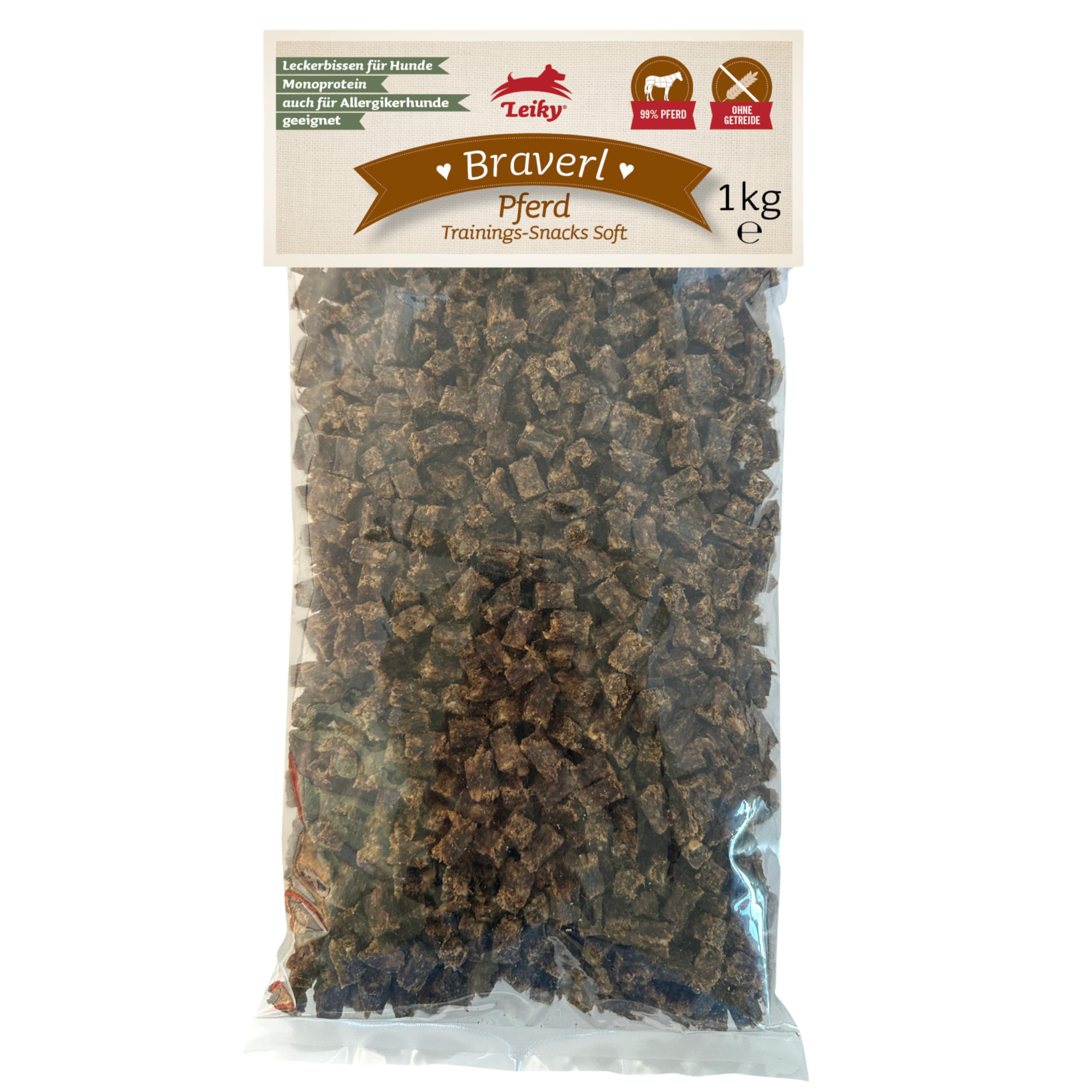 Braverl Soft Hundesnacks 99% Pferd - Leckerlies für Hunde 1Kg