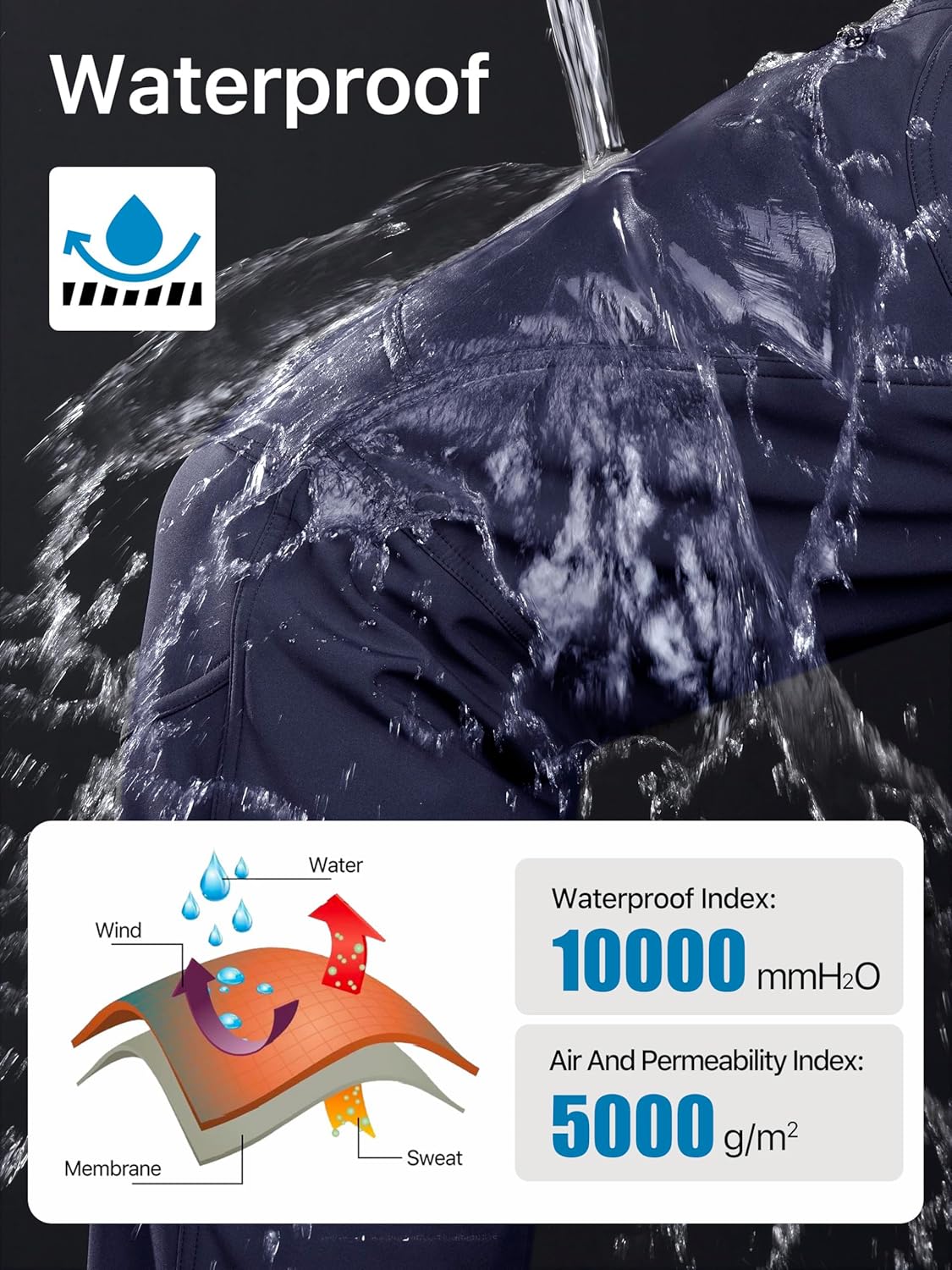 FREE SOLDIER Men's Fleece Lined Outdoor Cargo Hiking Pants Water Repellent Softshell Snow Ski Pants with Zipper Pockets - Image 4