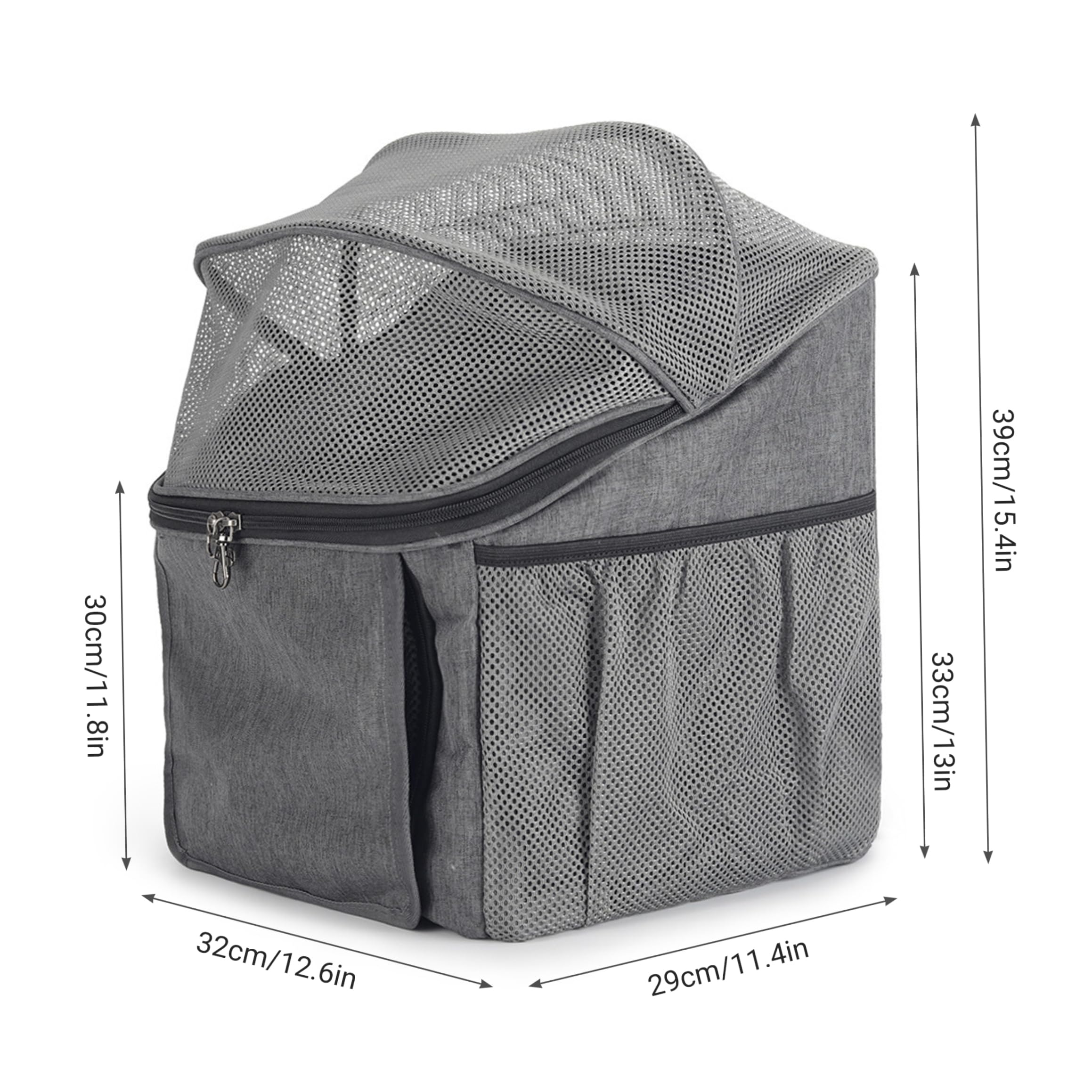 Hunde-Fahrradkorb, Haustier-Fahrradkorb mit Schnellverschluss-Schnalle, multifunktionaler Katzenträger für Rucksack, Handtasche und Ruhebett im Innenbereich, Grau.