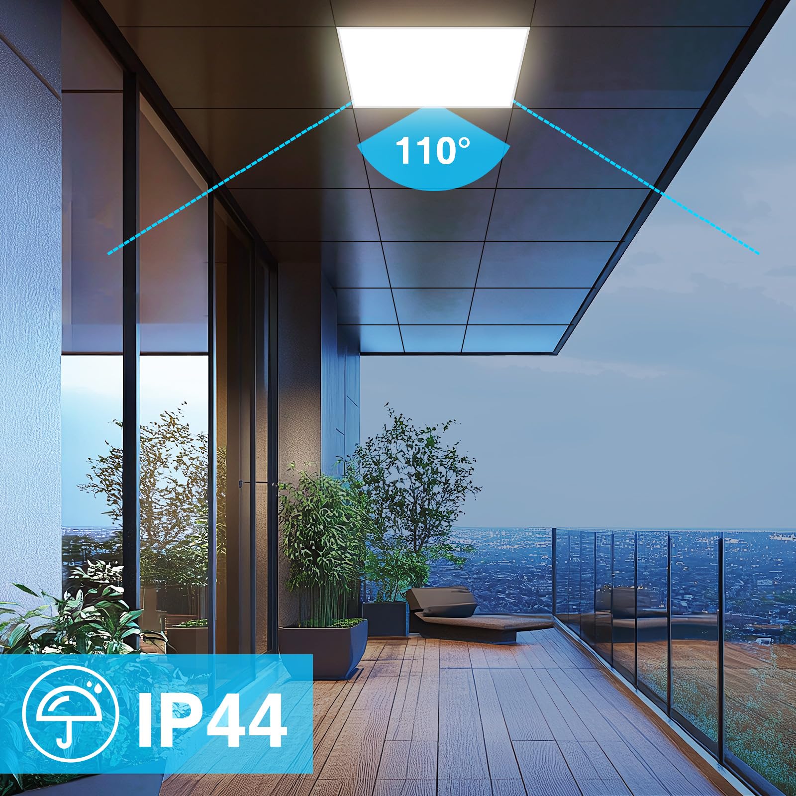 Pannello LED soffitto 60x60 (2 PZ), pannelli LED da incasso, illuminazione da soffitto con tecnologia CCT 3-in-1 – temperatura di colore e lumen regolabili, UGR≤23, IP44 (2 Pezzo)