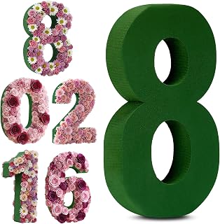 Leinuosen 12inch Dry and Wet Floral Foam Numbers Blocks Green Foam Blocks for Fresh and Artificial Flowers for Weddings Birthday Flower Arrangement Craft Project Garden Decoration(Number 8)