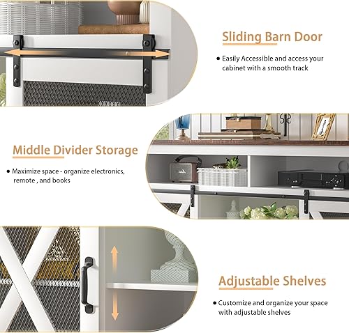 Miniatura 13 de TOLEAD Soporte de TV de granja para TV de más de 65 pulgadas, centro de entretenimiento de granja, centro de entretenimiento de 34 pulgadas de alto,