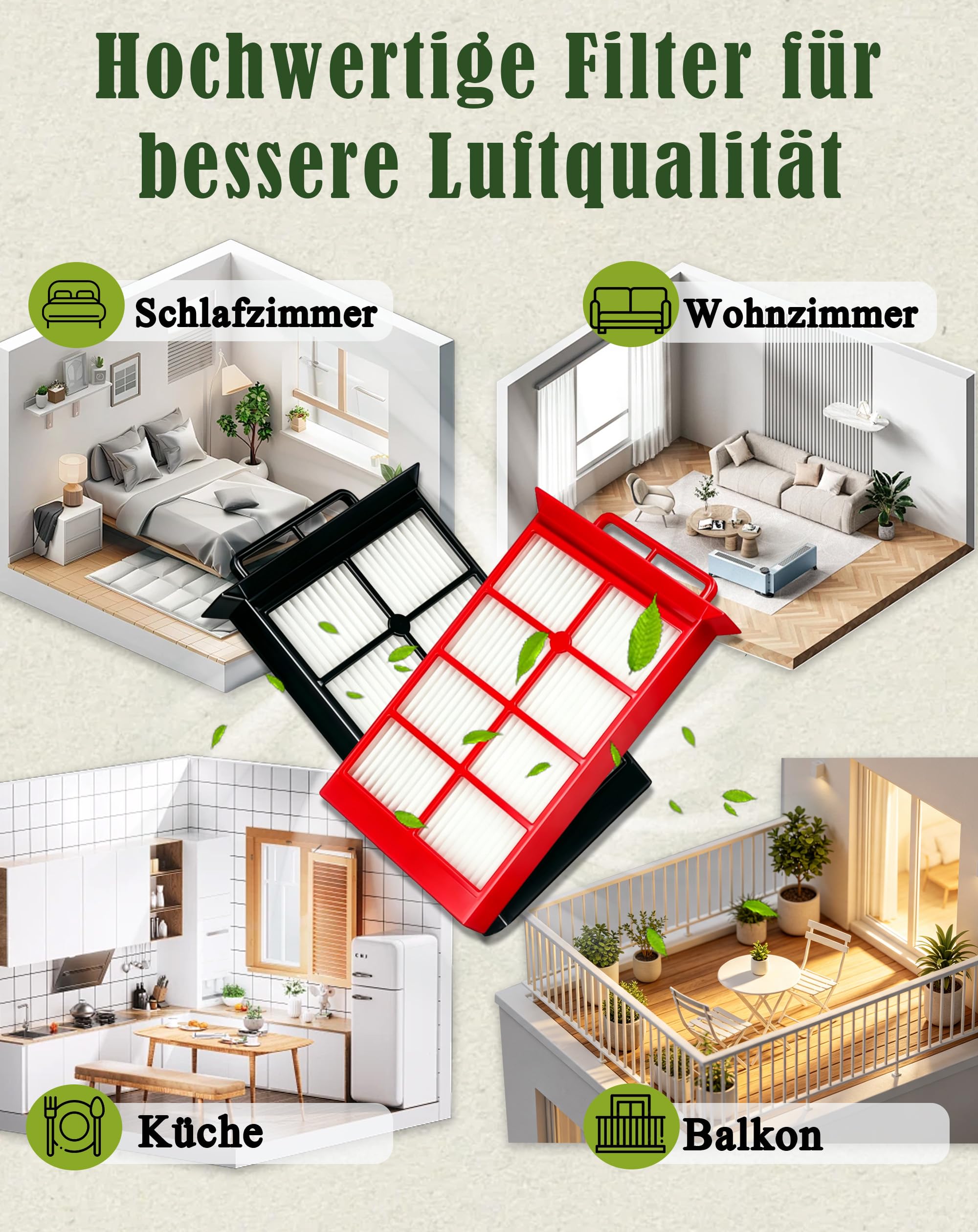 4er-Pack G4- und F7-Feinstaubfilter-Set, kompatibel mit Zehnder-Lüftungssystemen ComfoAir 160 / ComfoD 150/160 und Wernig ComfoVent G90-160, Ersatzluftfilter für Teilenummer 400100024