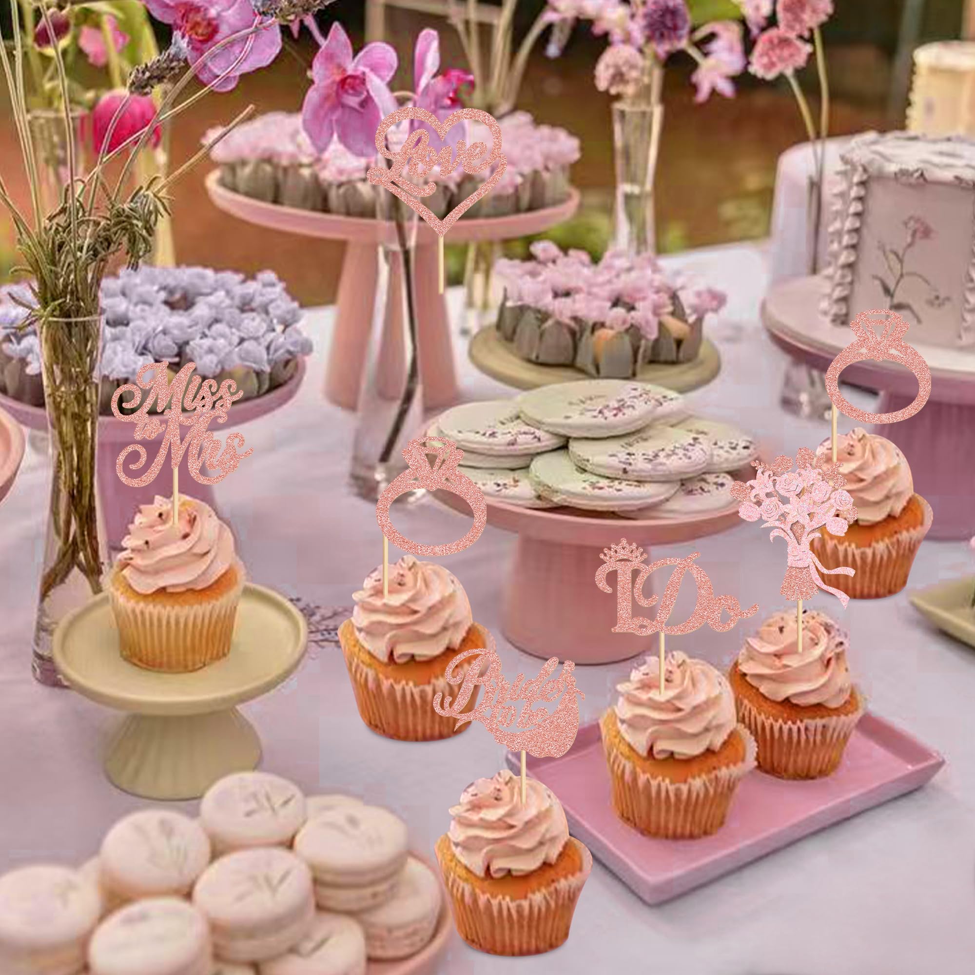 Blumomon 24Pcs Bride to Be Cupcake Toppers Anniversary Cupcake Decoration Bridal Shower Bachelorette Party Hen Party Supplies Engagement Cupcake Decorations - Image 4