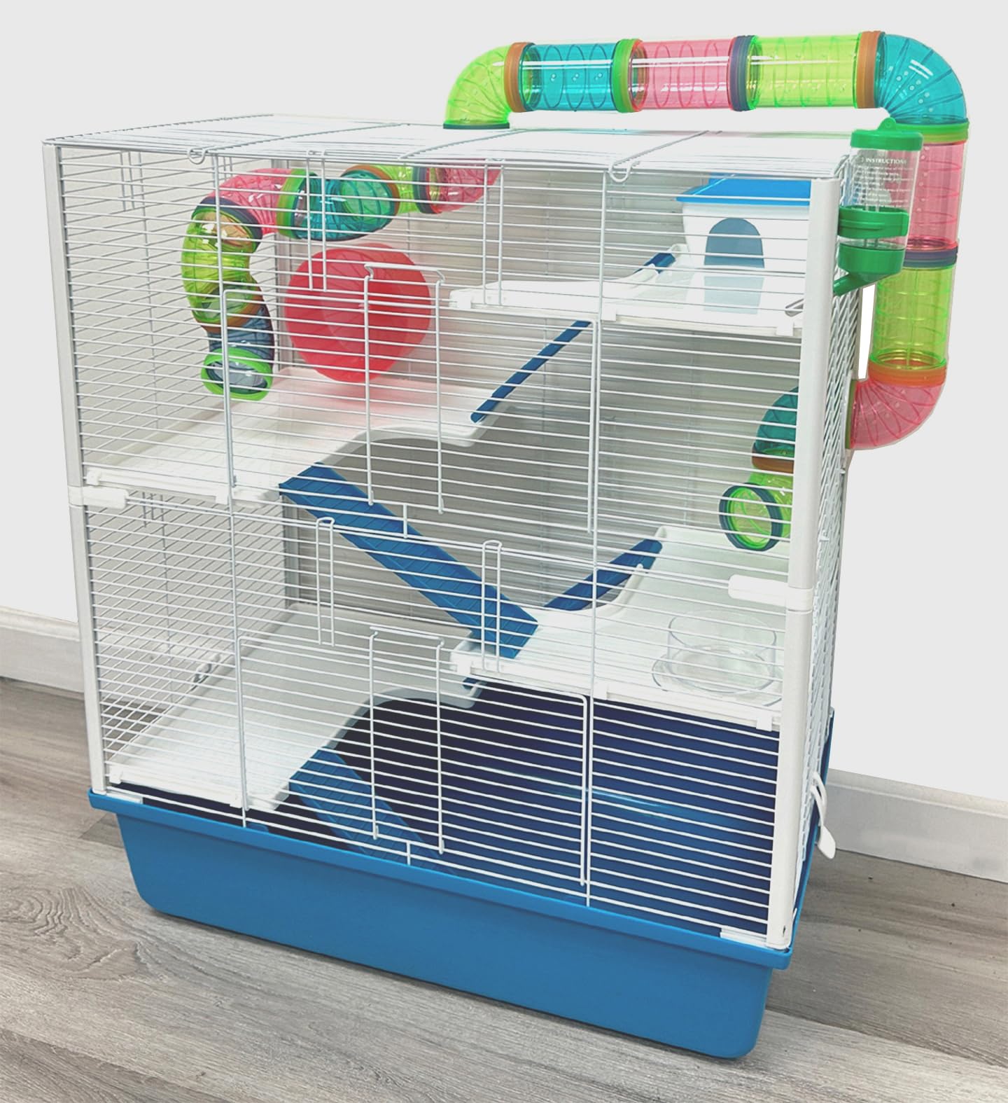 Extra Large 23" Multi-Tiers Easy Setup Hamster Palace Gerbil Habitat Mouse House Mice Home Critters Cage Complete Set of Accessories Expandable Customizable Hide House Food Bowl Running Wheel