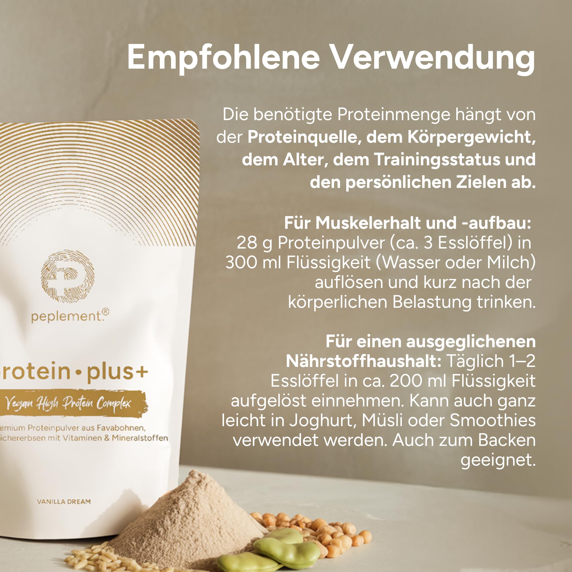 Premium Vegan High Protein Pulver Vanille — 560g Pflanzliches Eiweiss Protein Pulver — 70% Proteine — Enthält Erbsenprotein, ideal für Muskelaufbau und vegane Ernährung