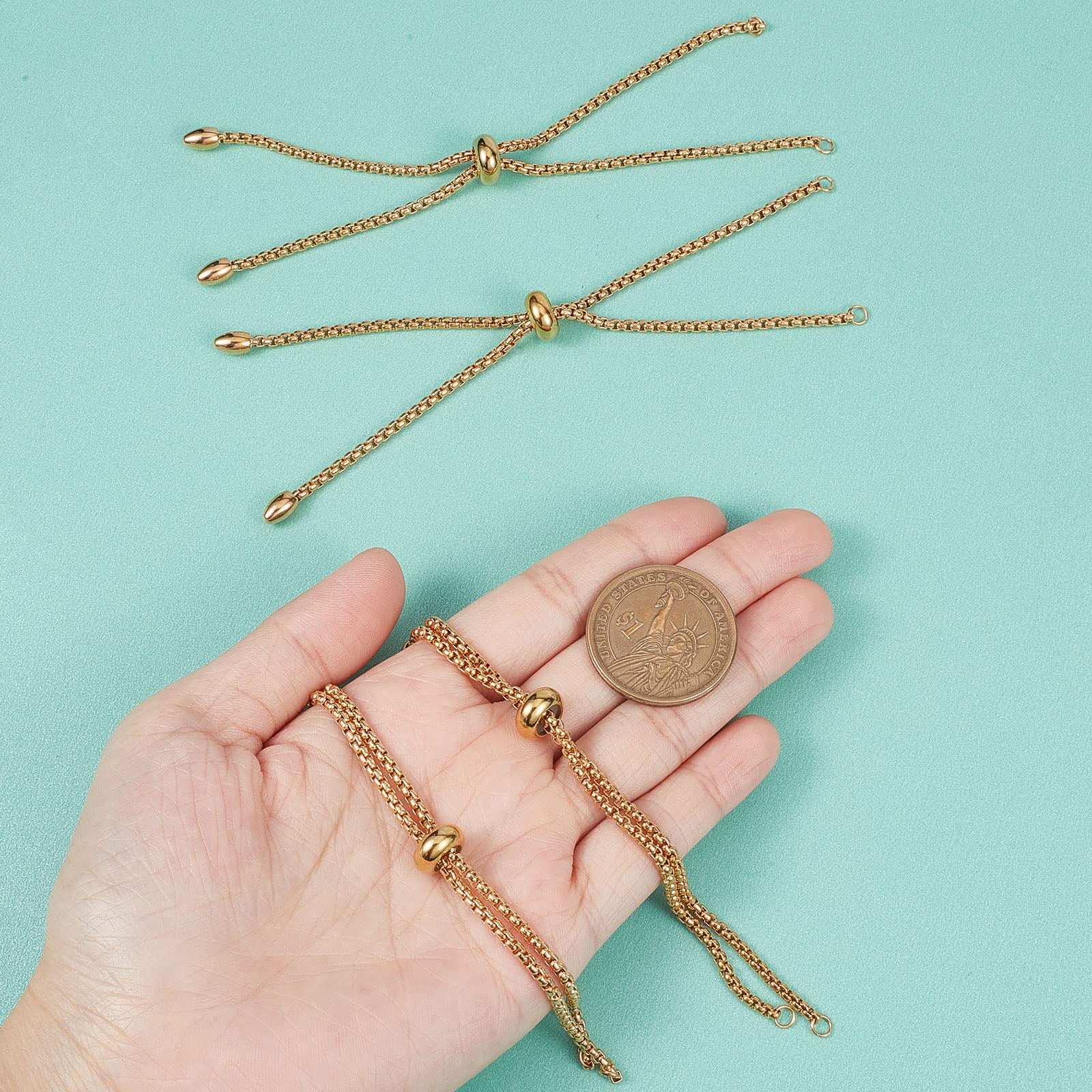 Beebeecraft 10 Pièces Réglable 304 Bracelets Coulissants En Acier Inoxydable 8 6 Pouces Fabrication De Bijoux Chaines Avec Emembouts Spheriques Pour Les Femmes Semi Fini Bricolage