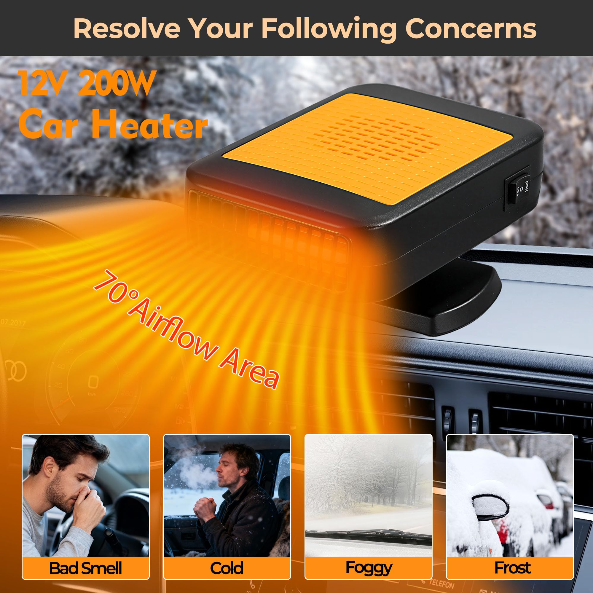 Portable Car Heater for Vehicle 12V Car Heater Portable Plugs into Cigarette Lighter Portable Heater for Car 360 — view 2