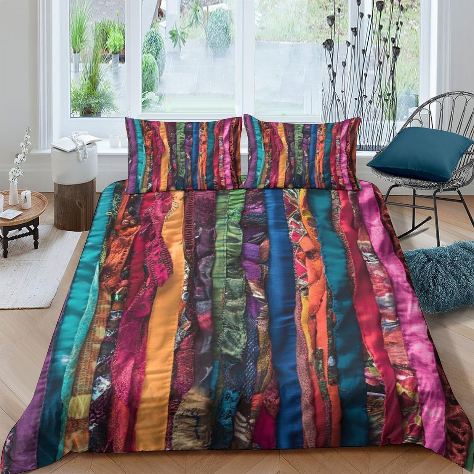 Ctjqhvkz Style-9 3D Printed Colorful Abstract Stripe Fitted Sheet Microfiber Soft Bed Cover Vibrant Pattern For Bedroom Dorm Guest Room Single（135X200cm）