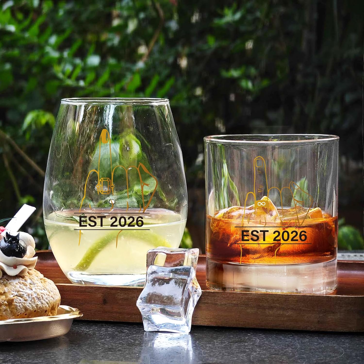 Ring Finger Wine Glass Set for Bride Groom - His & Hers Mr and Mrs Toasting Cups with Ring Design, Funny Wedding Gift for Couples Engagement Bridal Shower Anniversary - 305 - Image 5