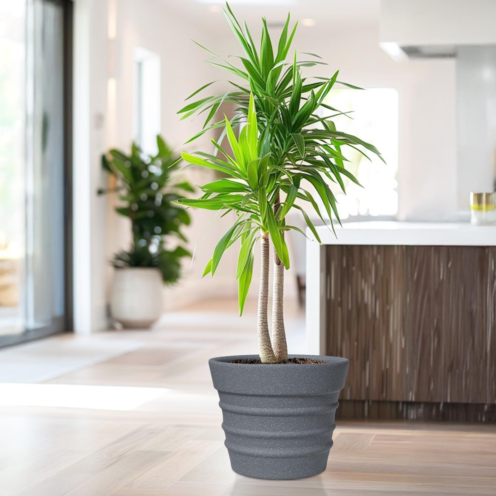 YUCCABE ITALIA FOXB BR 14 Inch Pots for Plants Highly Durable Polymers Lightweight Indoor Outdoor Plant Pots, Flower Pot Gamla Tree Planter Container Planters for Living Room, Balcony, Garden,Grey
