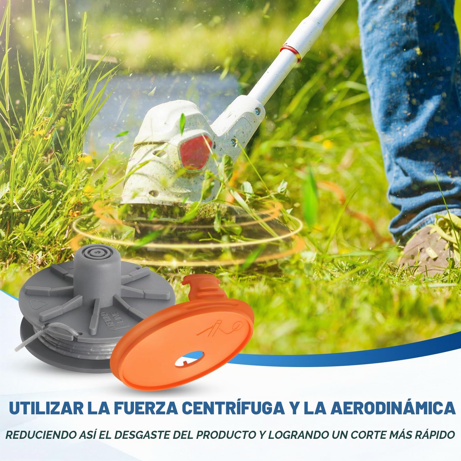 Bobinas de Hilo para Cortabordes Compatible con 5307-20, Bobina de Hilo de para Gardena Art 8846, 8847,8848, 9805, 9806, 9807, 9808, 9809, 9827, 9870,9872,9874, Ø1,65mm 6,1m(4 Bobina+1 Tapa)