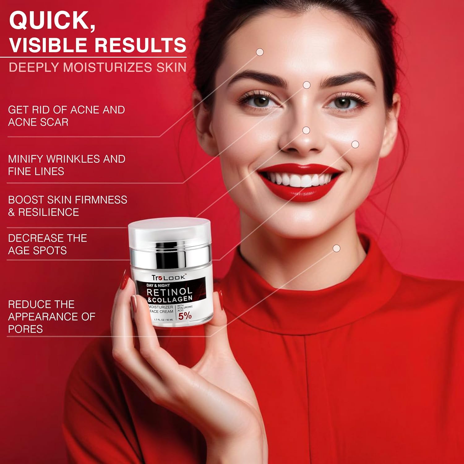 Retinol and Collagen Moisturizer Face Cream with Hyaluronic acid, Day and Night 1.7 Fl Oz - Image 6