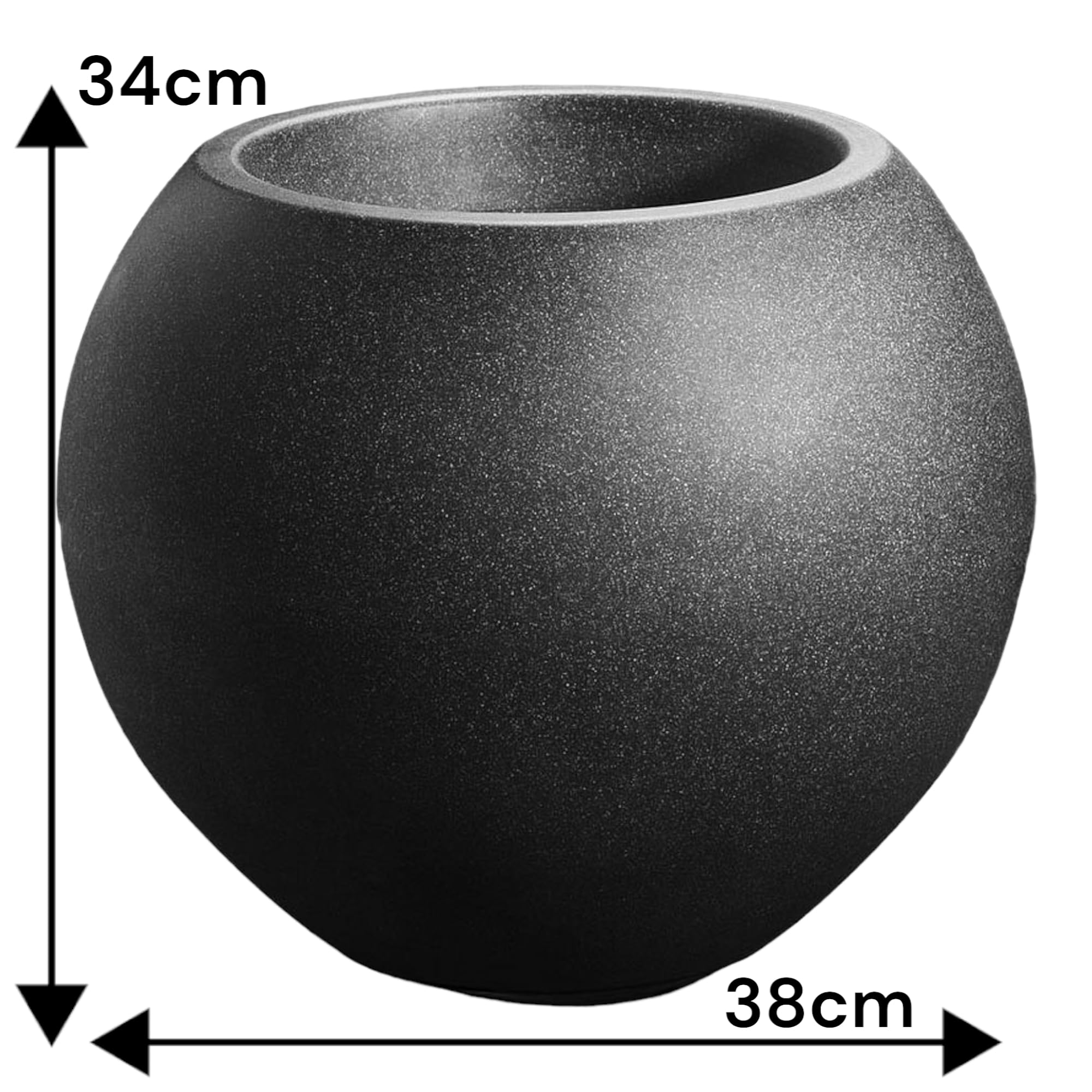 DIVINA GARDEN Blumentopf Weiß 40x33cm - Kunstharz Topf Für Innen & Außen Kugelförmig