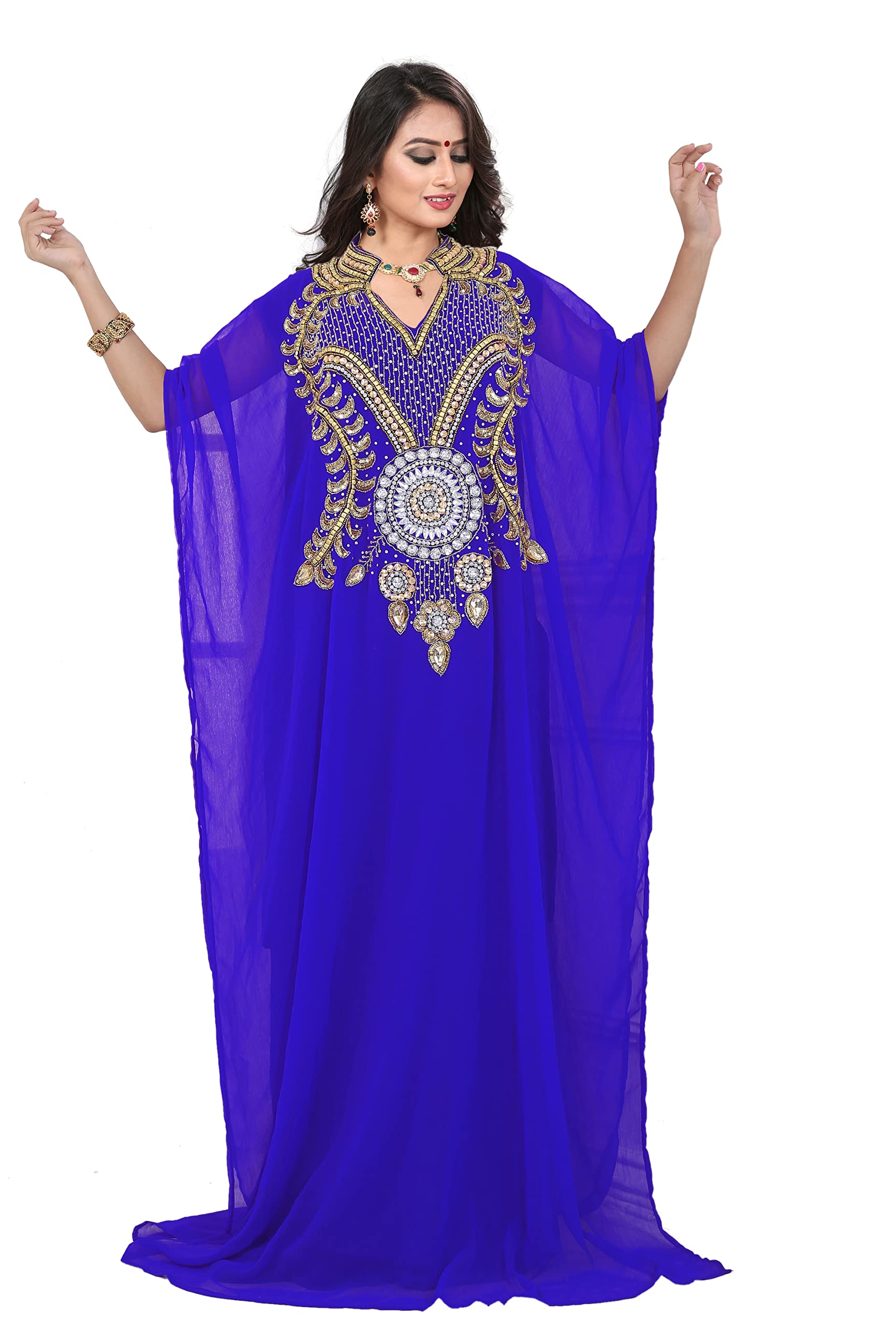 KoC Women's Kaftan Maxi Dress Farasha Caftan KFTN116-White