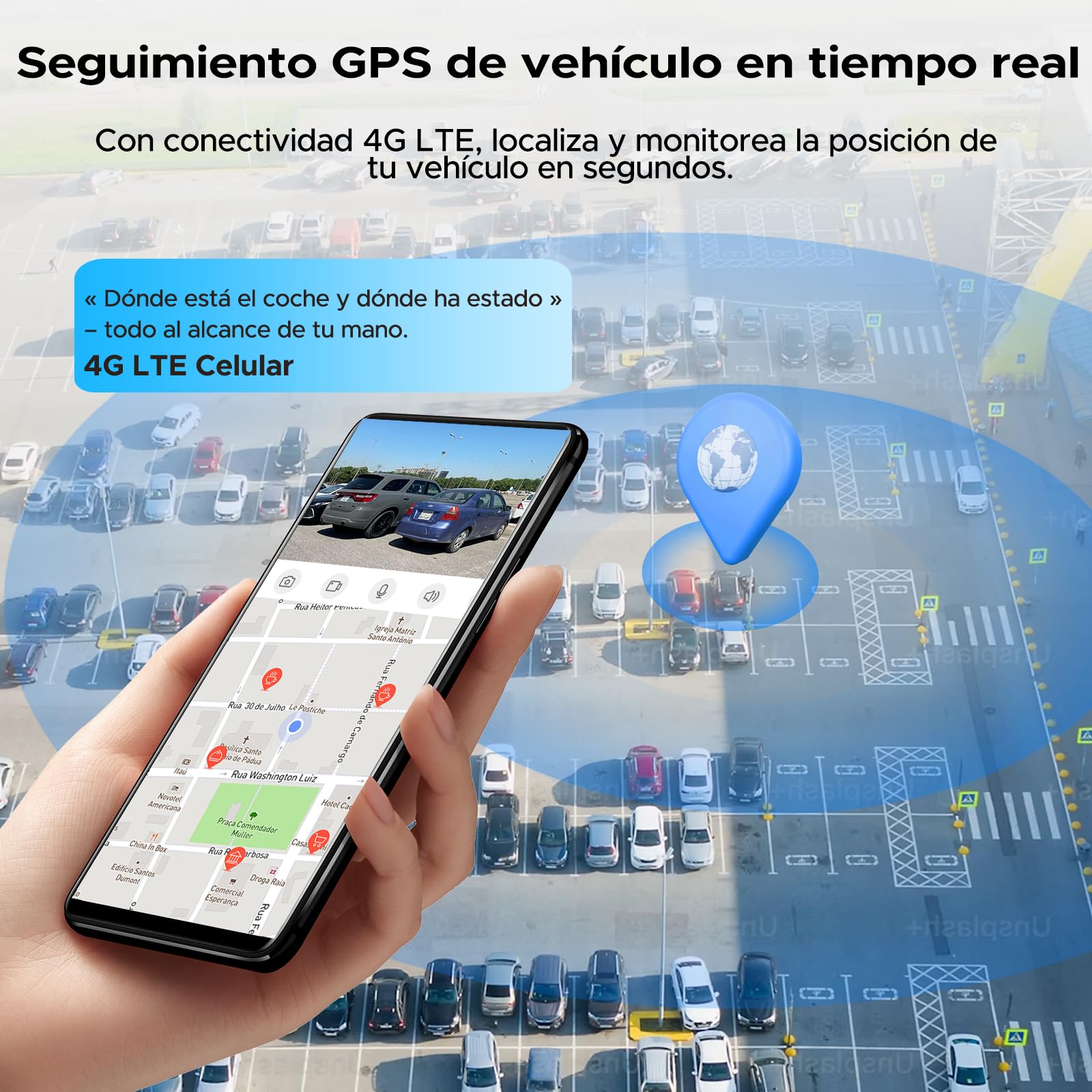 LAMTTO 4G LTE Camara Vigilancia Coche a Distancia, Dash CAM Antivandalica con GPS Tracker, App Alarma instantánea vía Cloud, Dashcam Cámara para Flotas Autoescola & Familias Seguridad del Vehículo